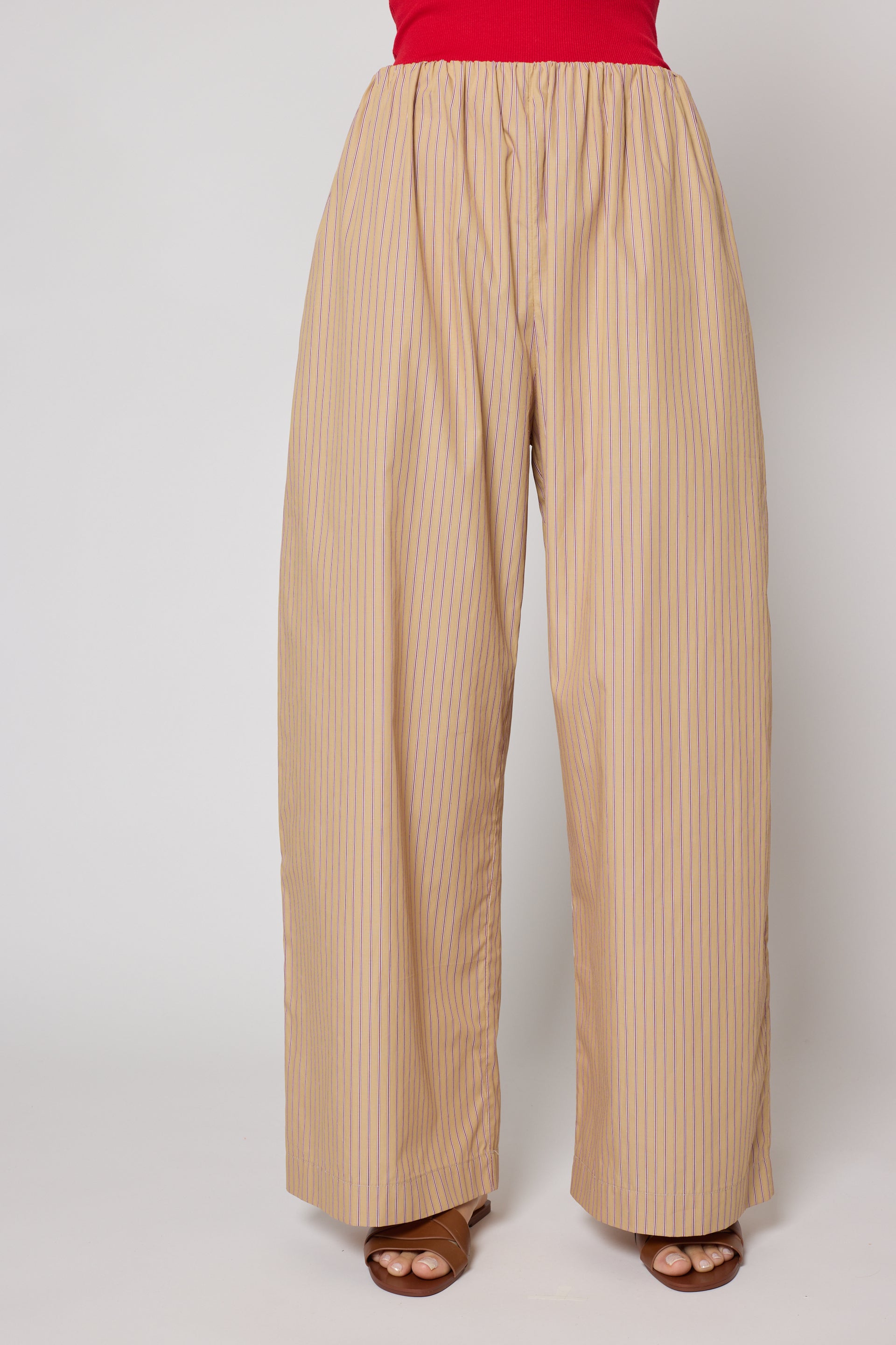 Stripe Paper Trouser in Pima Cotton Poplin
