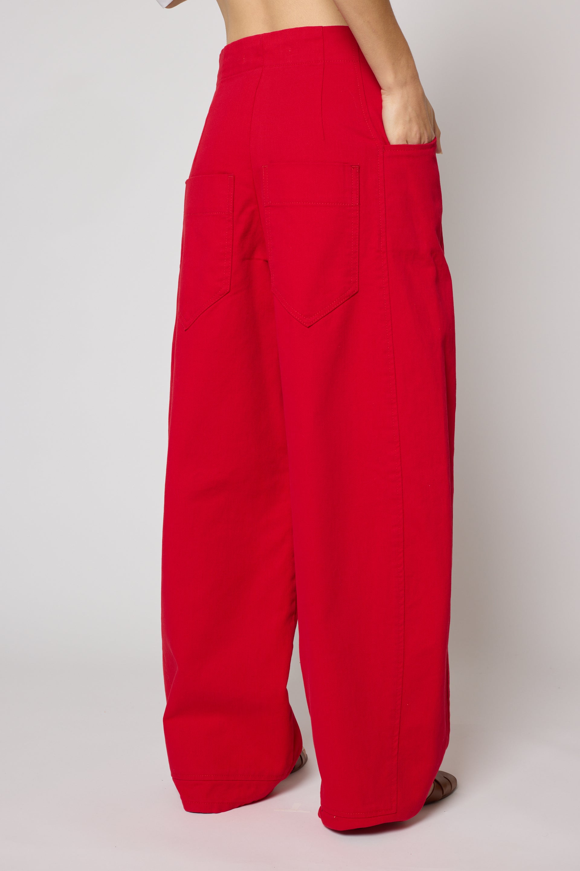 TINDARO DE LUCA ティンダロ デ ルカ コットン パンツ XL 赤 Dakar Pant in Cotton Twill at Atelier Delphine