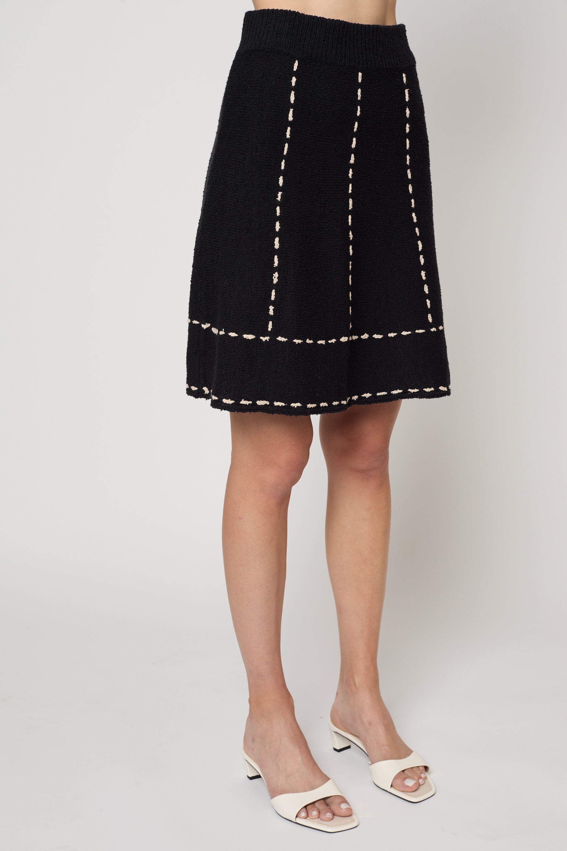 Whipstitch Knit Skirt in Boucle Tanguis Cotton