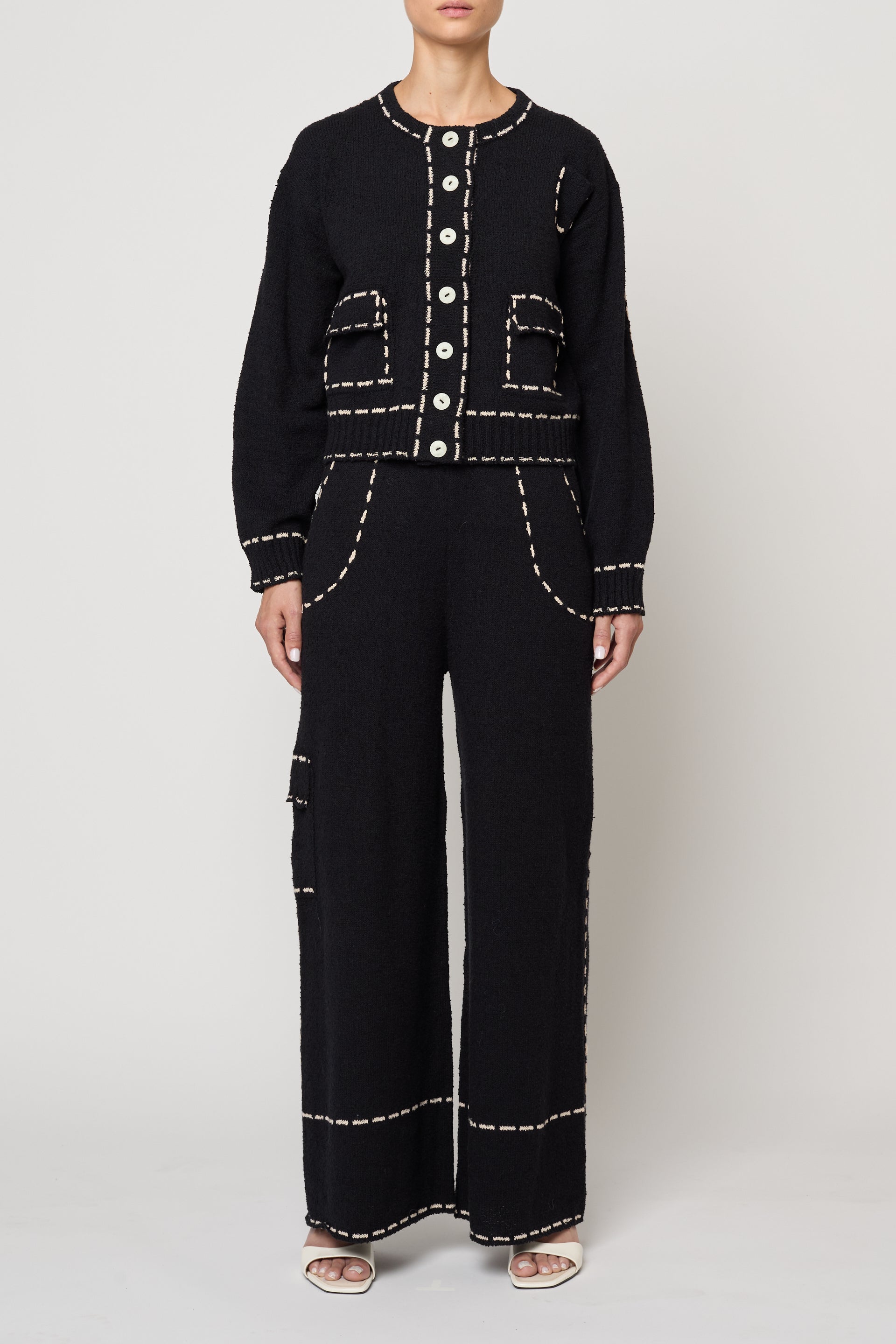 Lottie Pant in Boucle Tanguis Cotton - Black