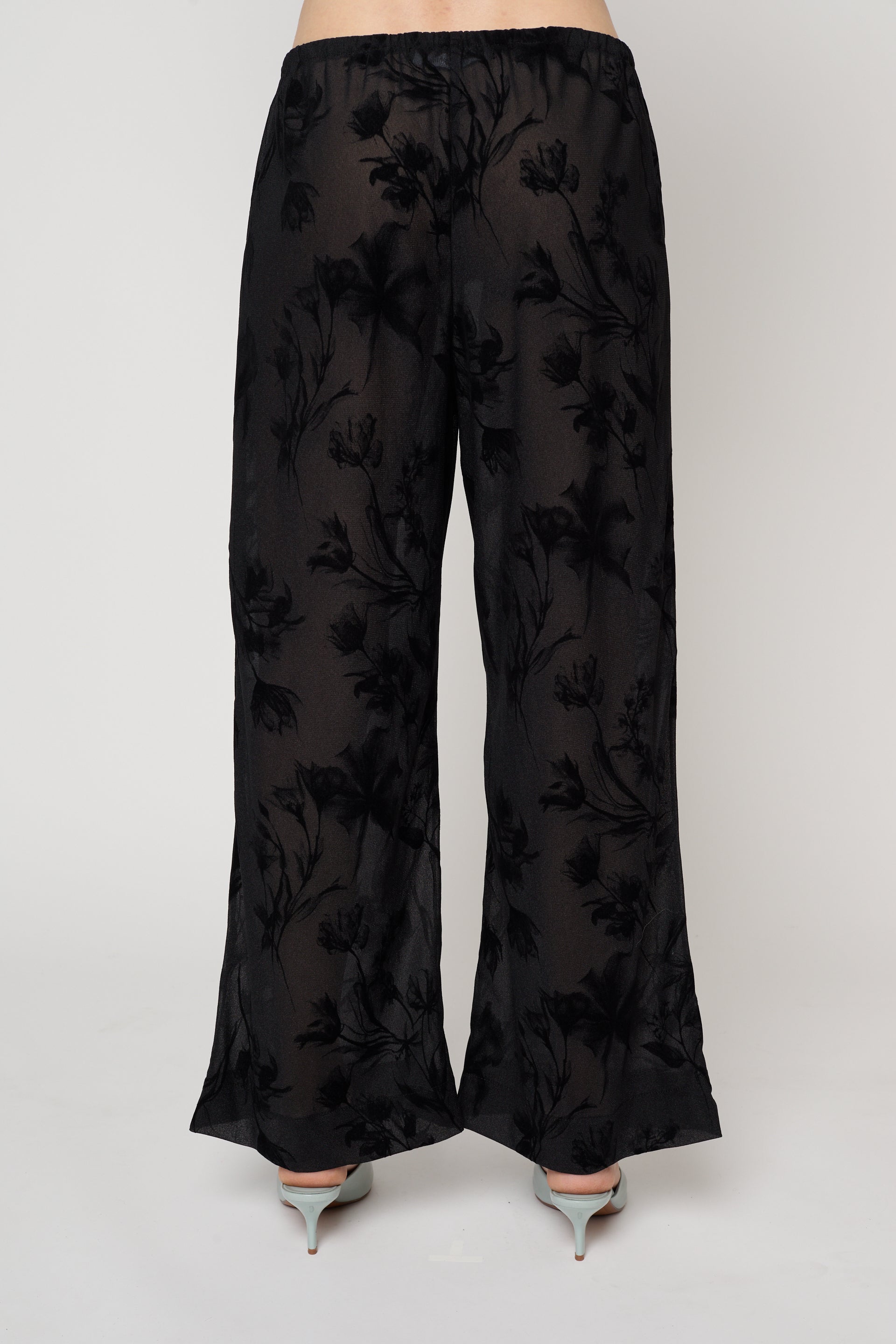 Print Pant in Flower Flock Crepe