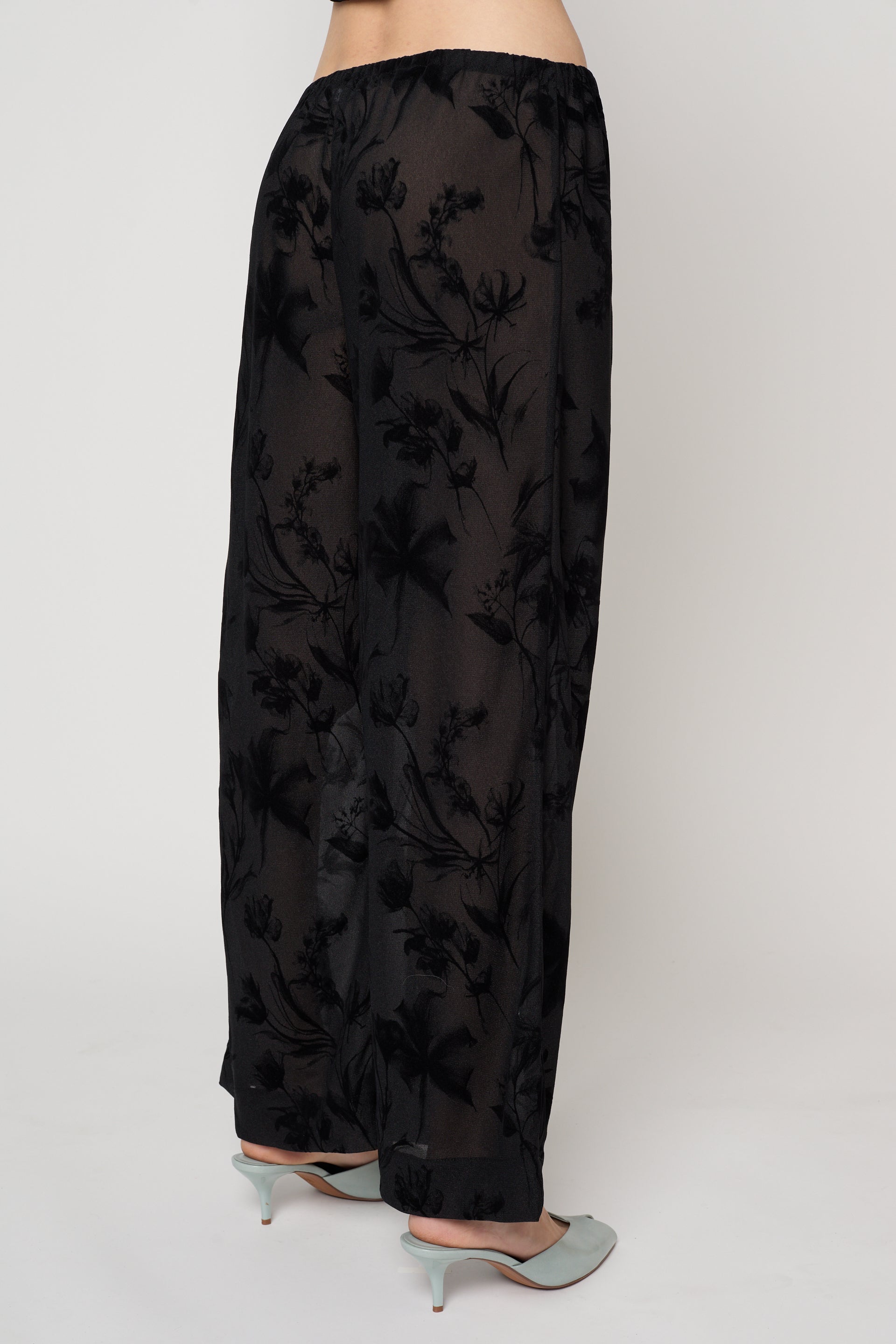 Print Pant in Flower Flock Crepe