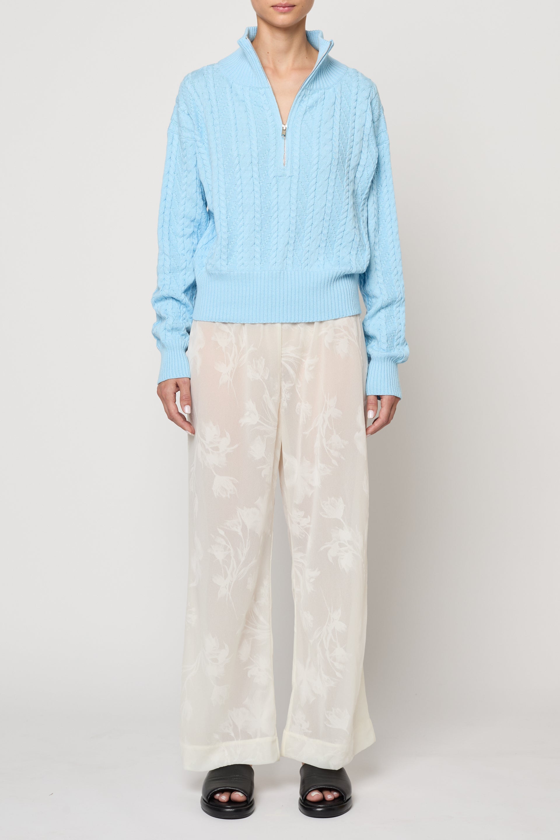 Print Pant in Flower Flock Crepe