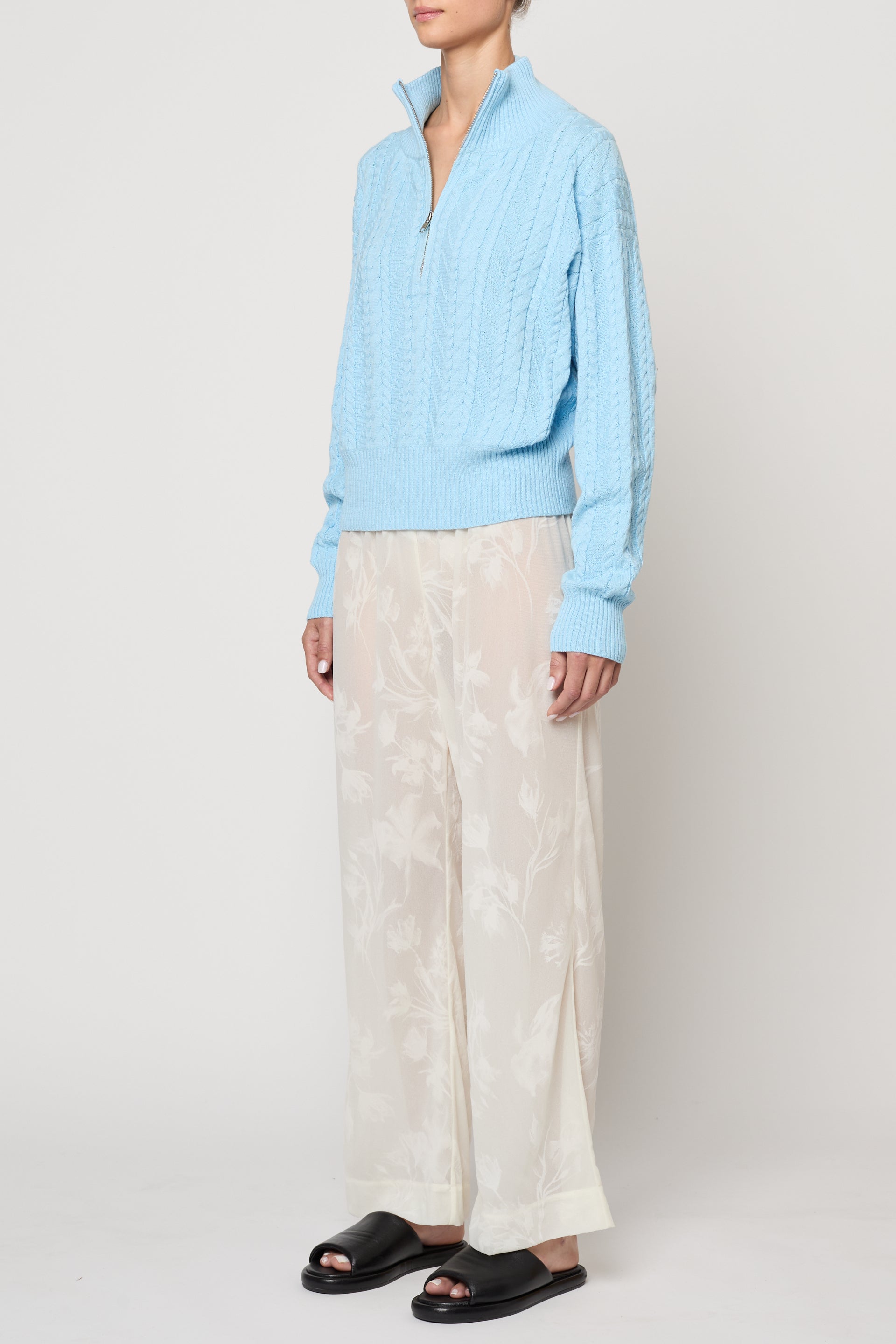 Print Pant in Flower Flock Crepe