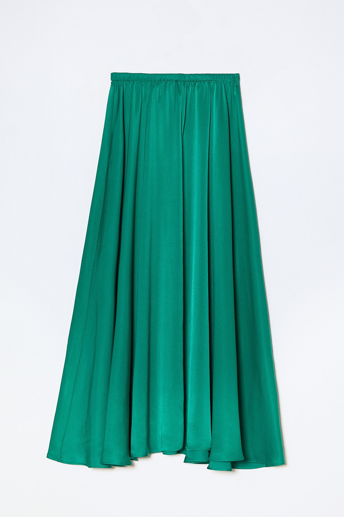 Madison Long Skirt in Matte Sheen Satin - Green