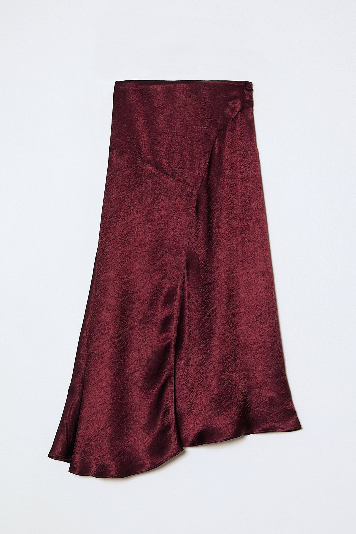Margaux Skirt in Crinkled Satin - Burgundy