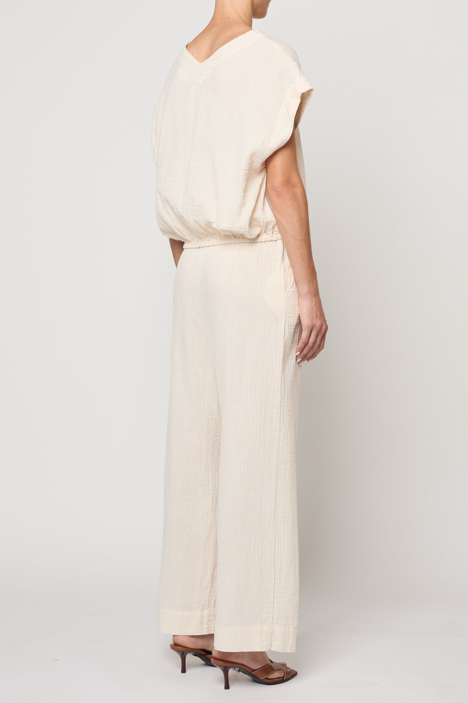 Drawstring Pant in Crinkled Gauze