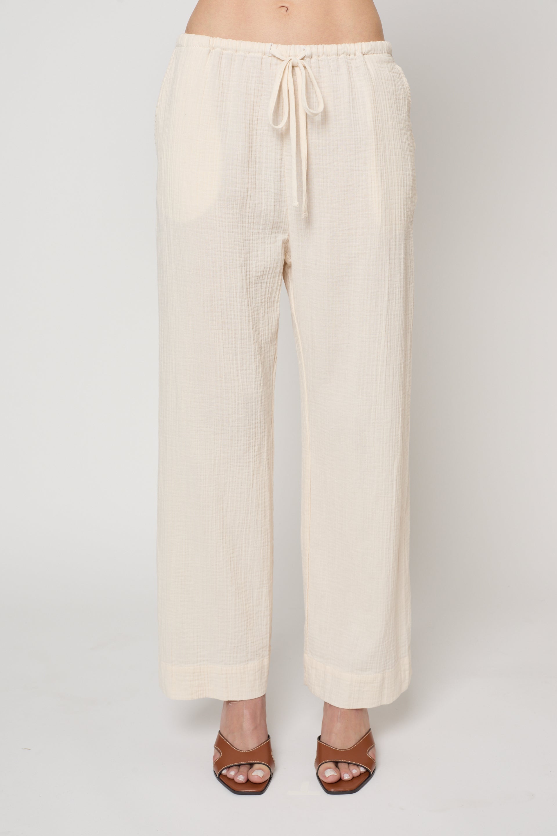 Drawstring Pant in Crinkled Gauze