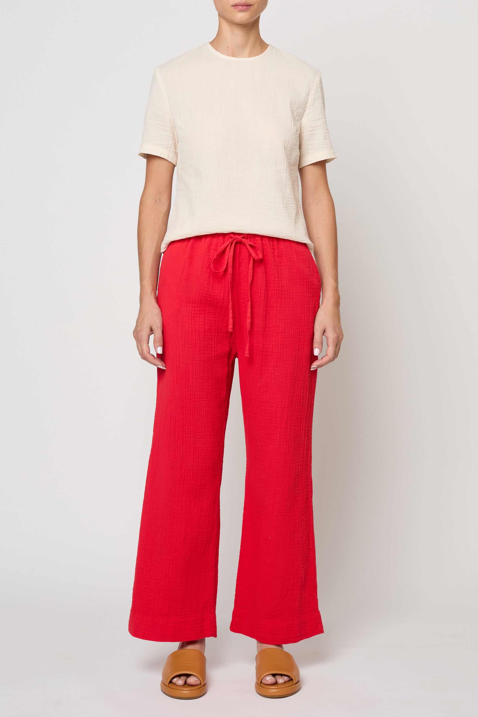 Drawstring Pant in Crinkled Gauze