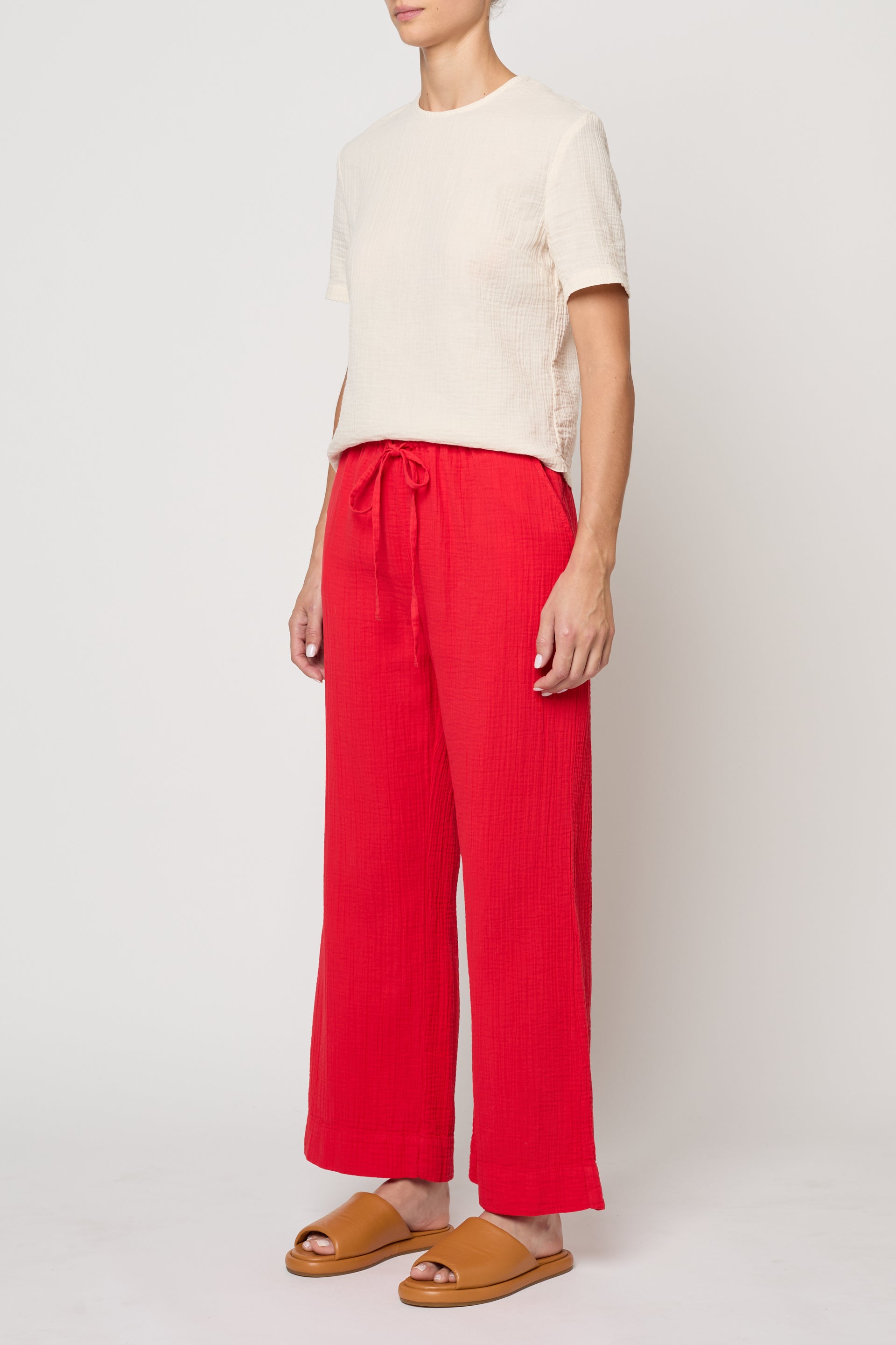 Drawstring Pant in Crinkled Gauze