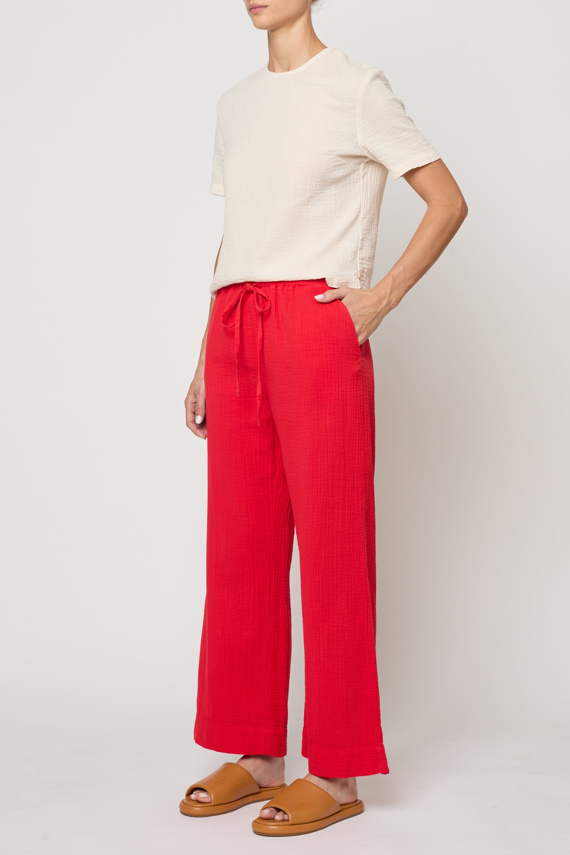 Drawstring Pant in Crinkled Gauze