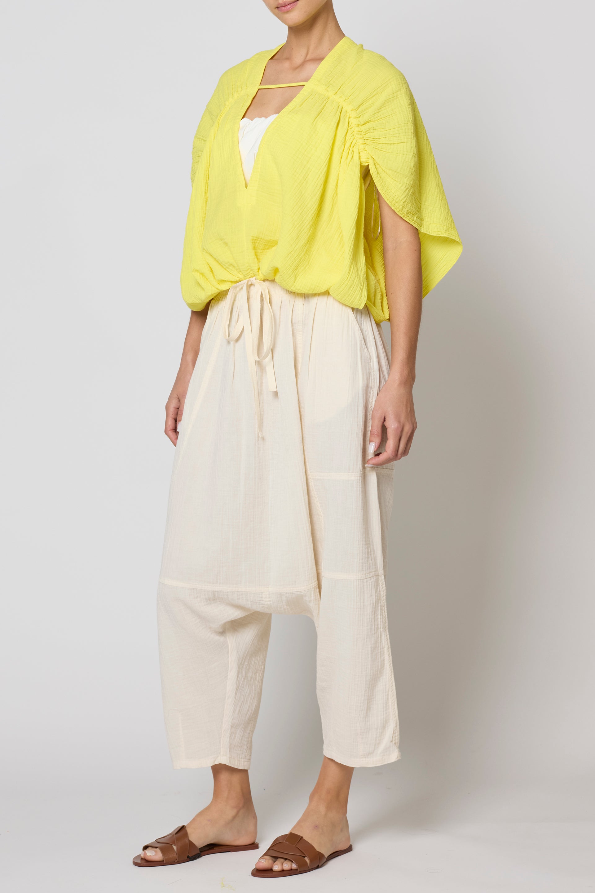Kiko Pant in Crinkled Cotton, Kinari, side view