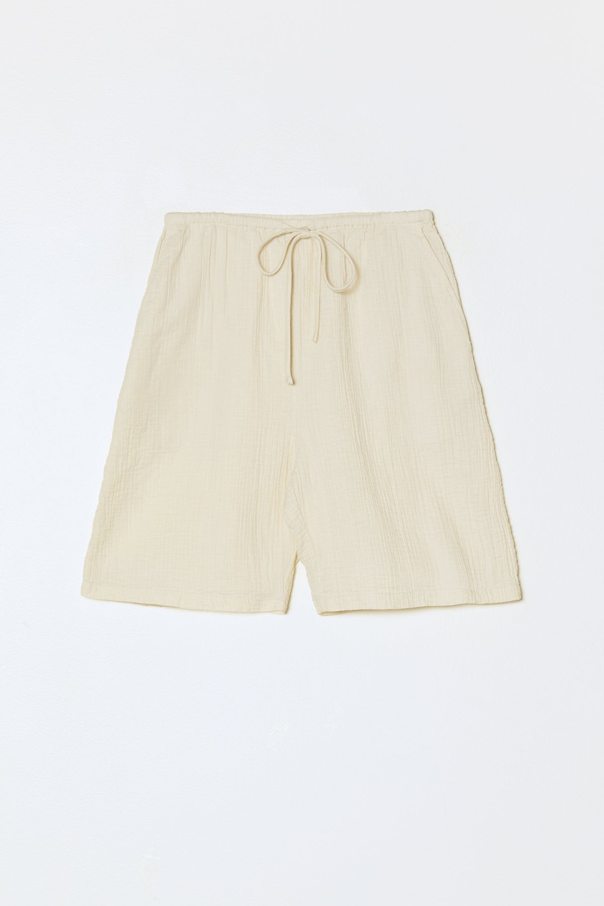 Drawstring Short in Crinkled Cotton Gauze