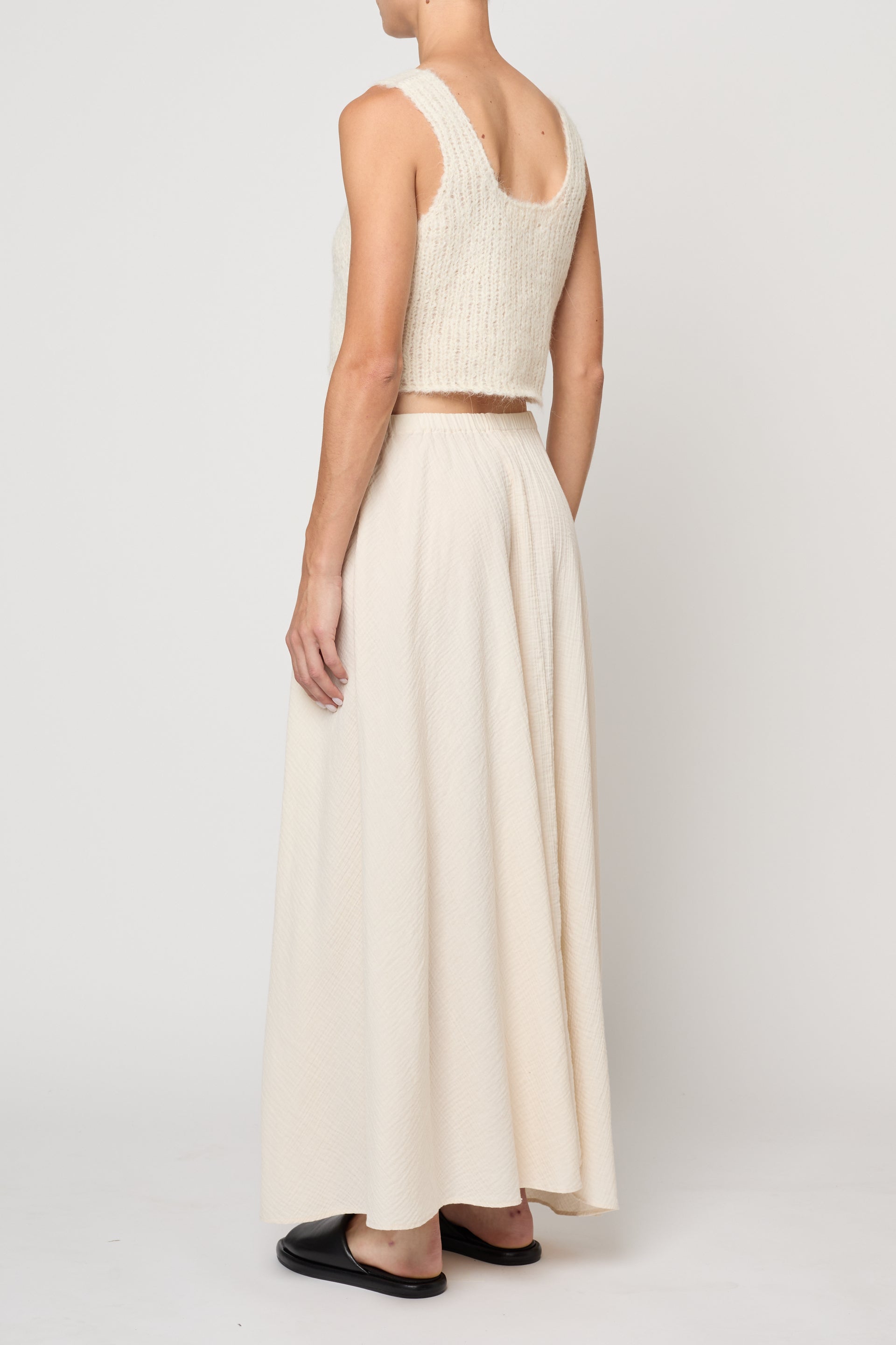 Pull On Skirt in Crinkled Cotton Gauze