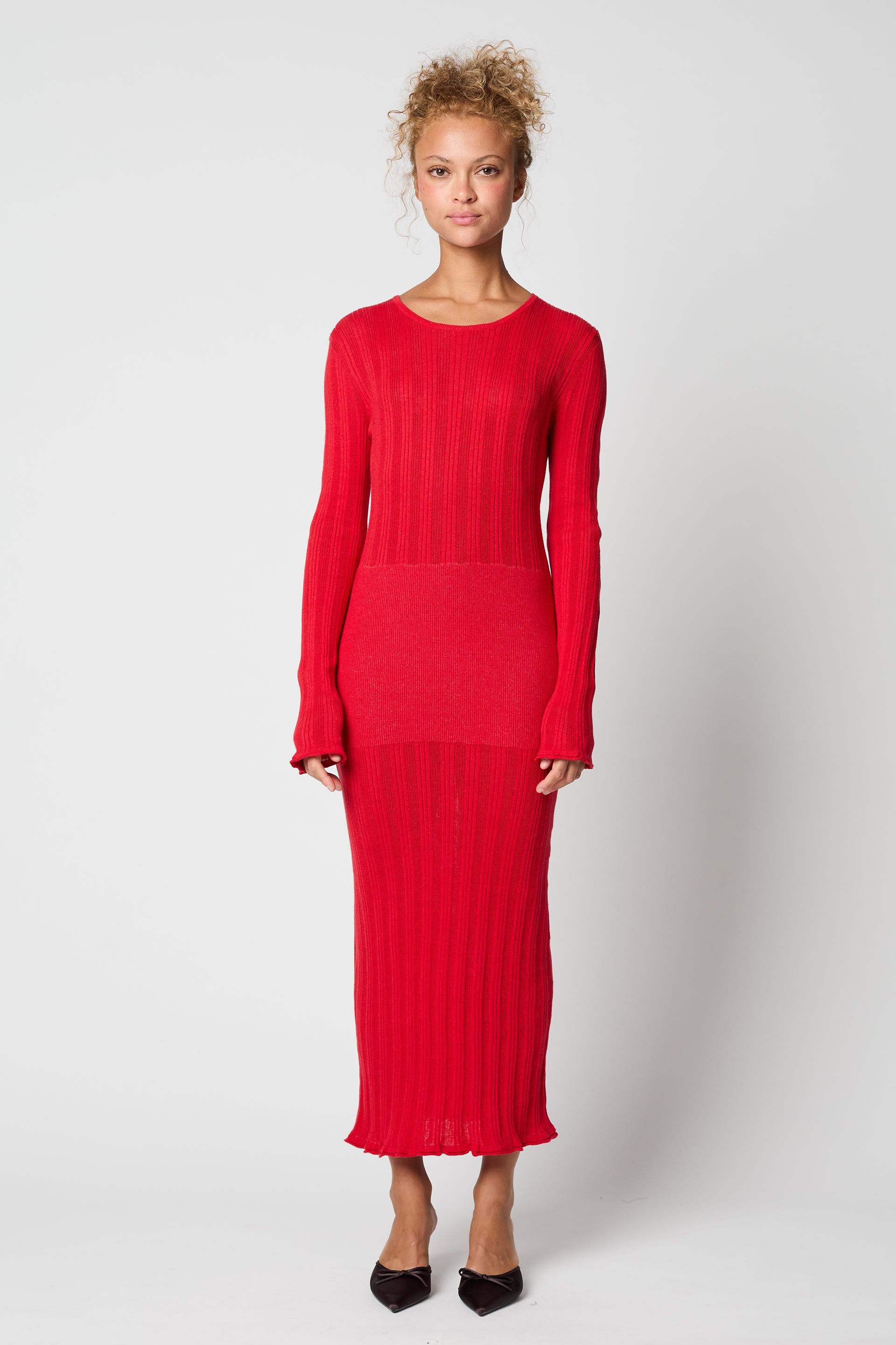Pointelle Eyelet Sleeve Dress