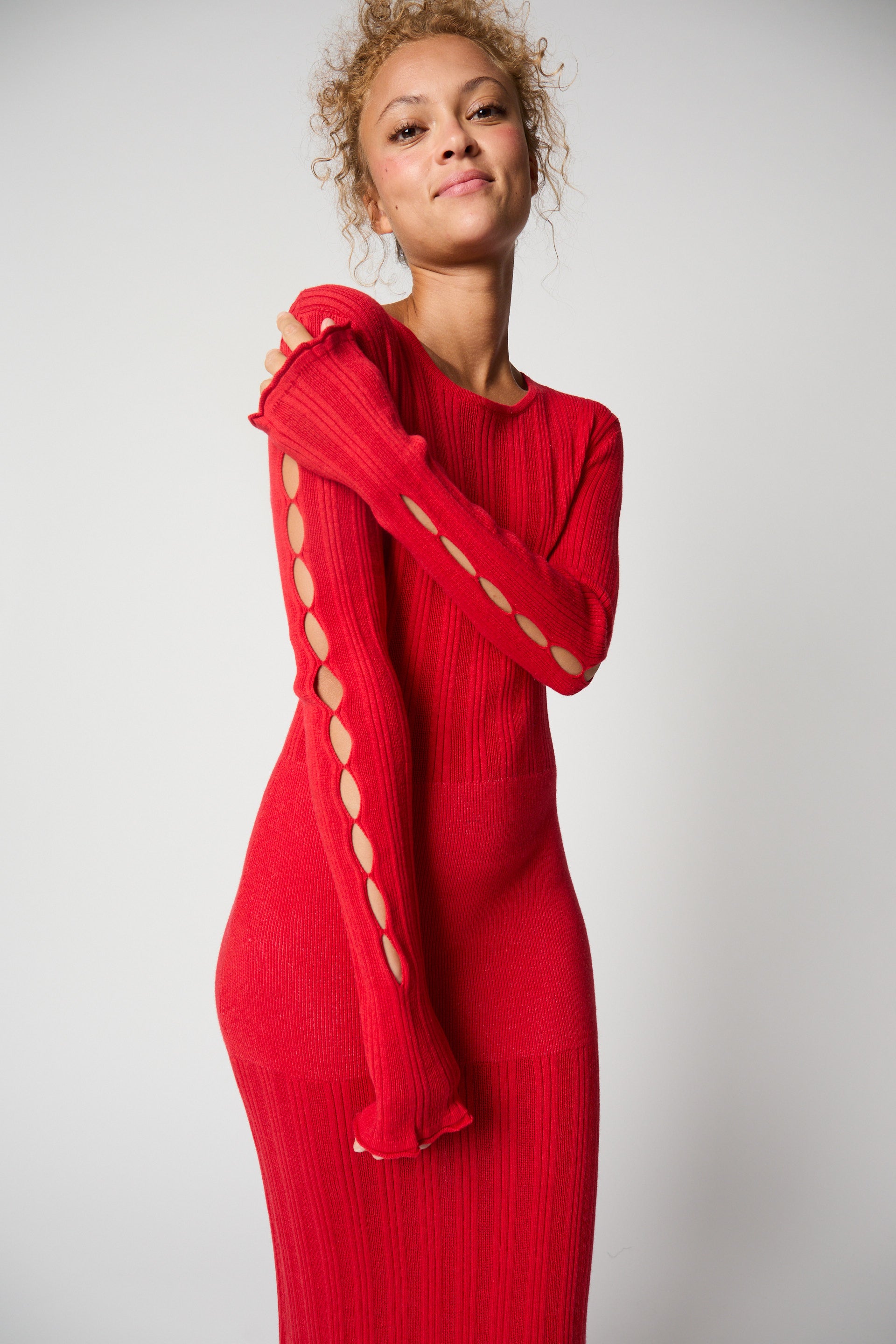 Pointelle Eyelet Sleeve Dress