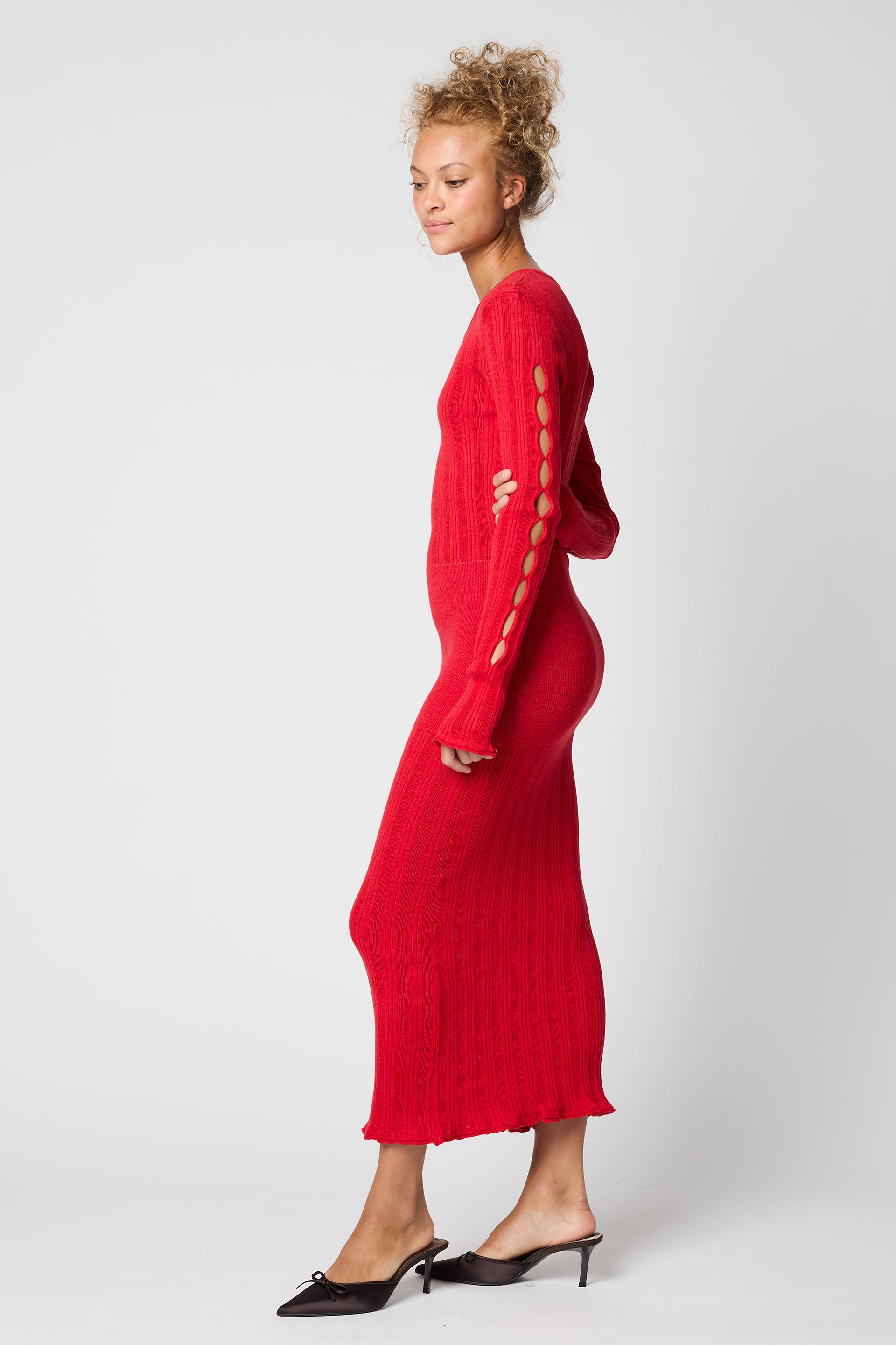 Pointelle Eyelet Sleeve Dress