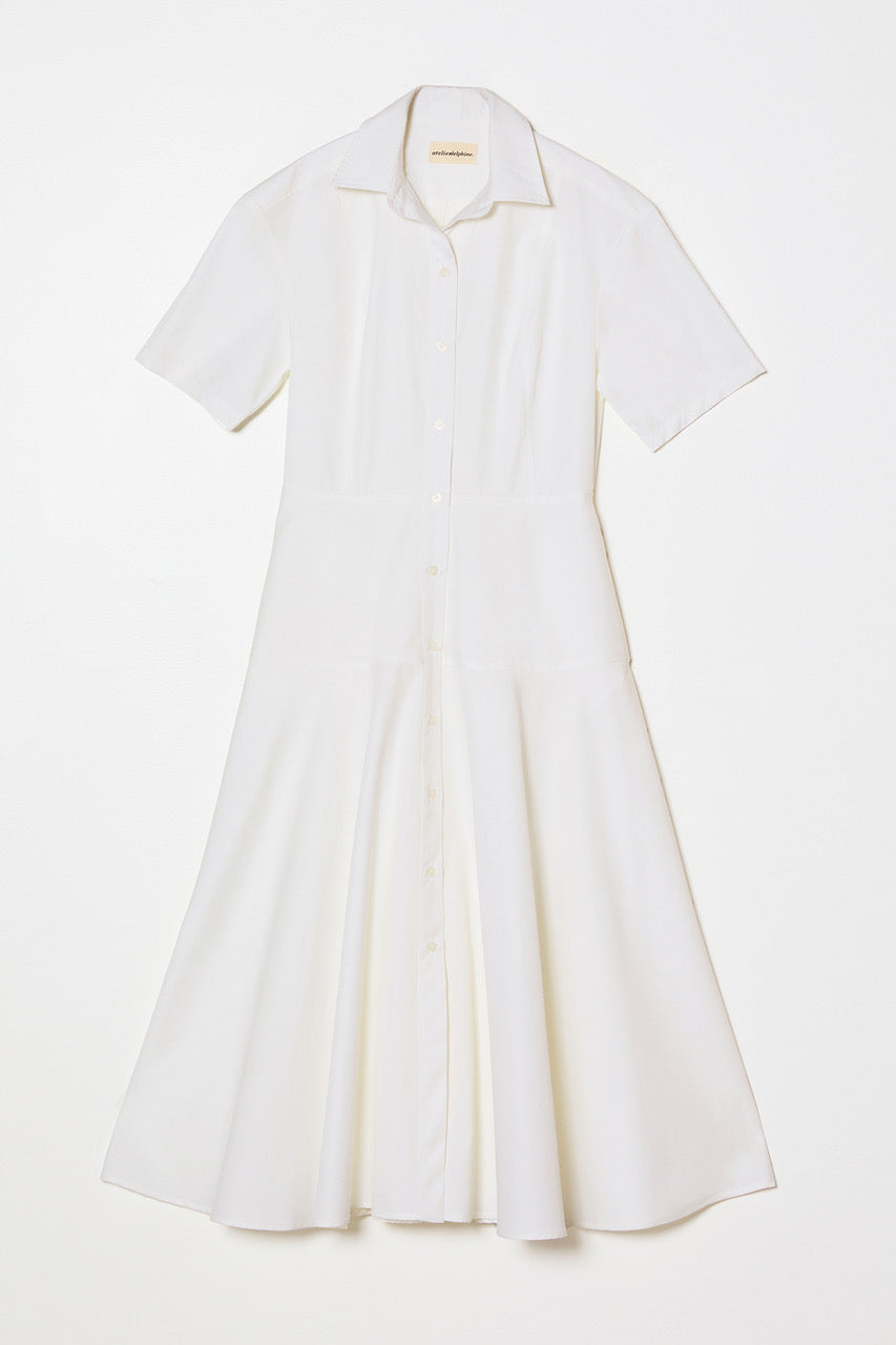 Paneled Shirt Dress in Pima Cotton Poplin