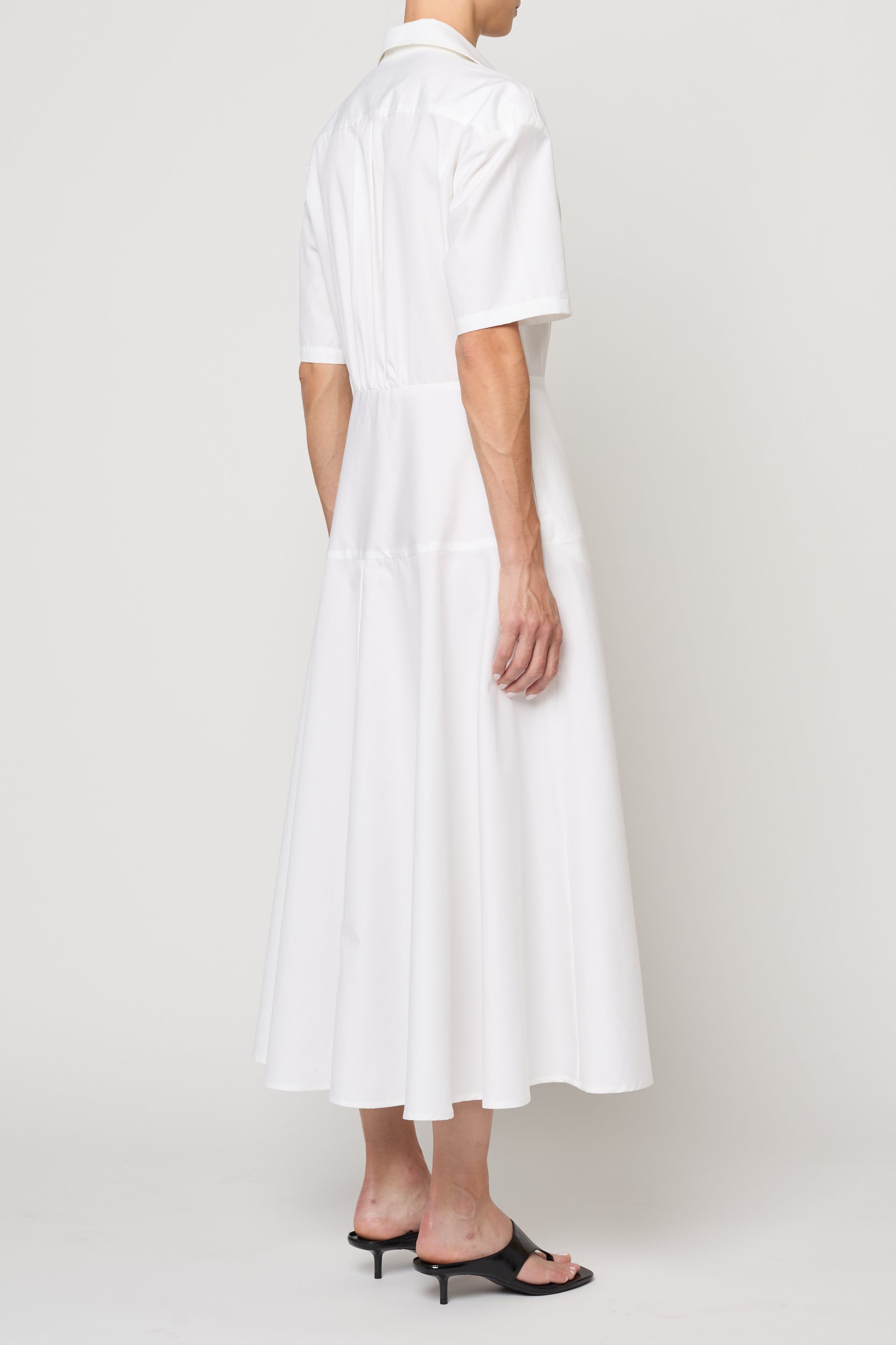 Paneled Shirt Dress in Pima Cotton Poplin