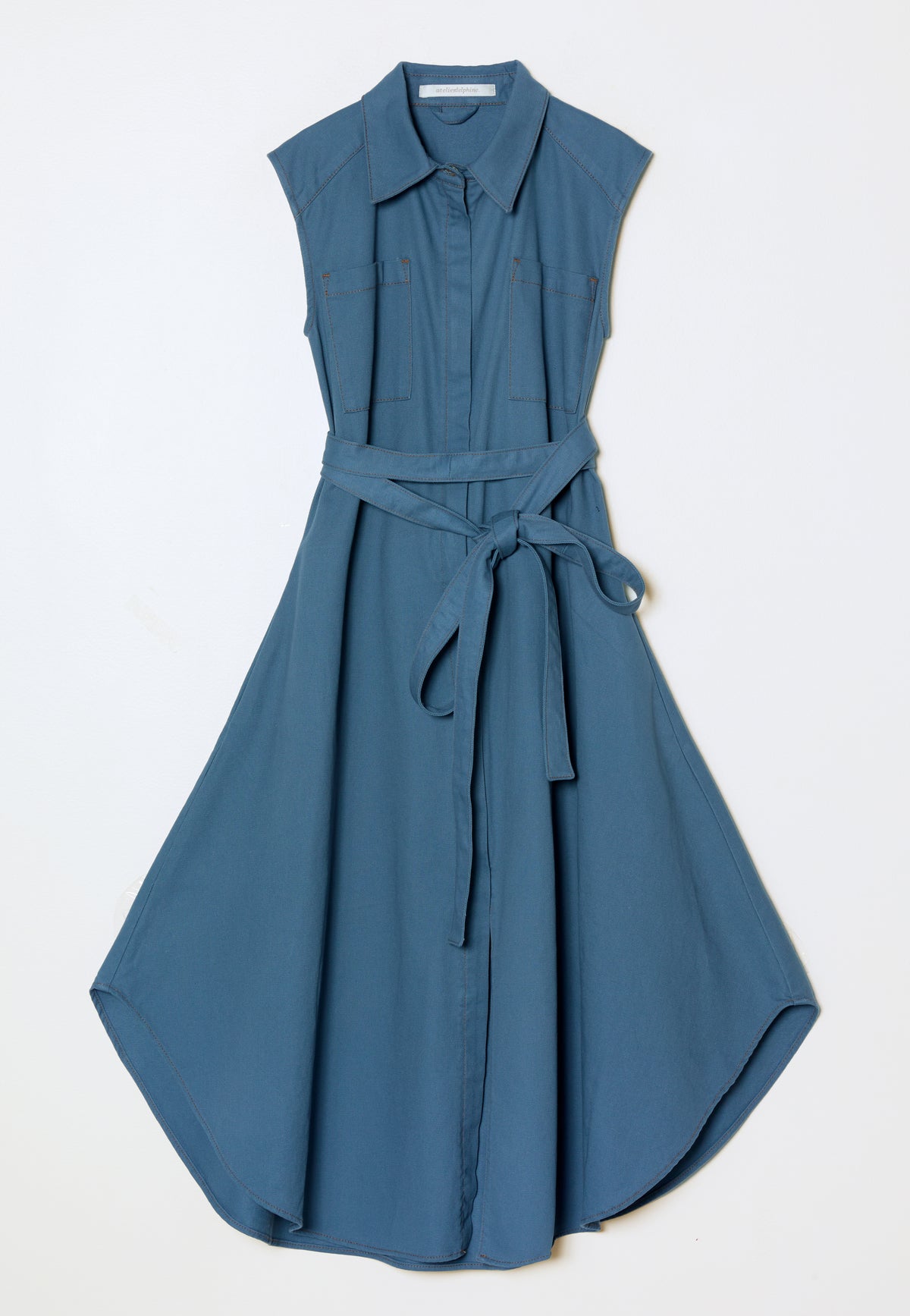 Rana Sleeveless Dress in Twill - Slate
