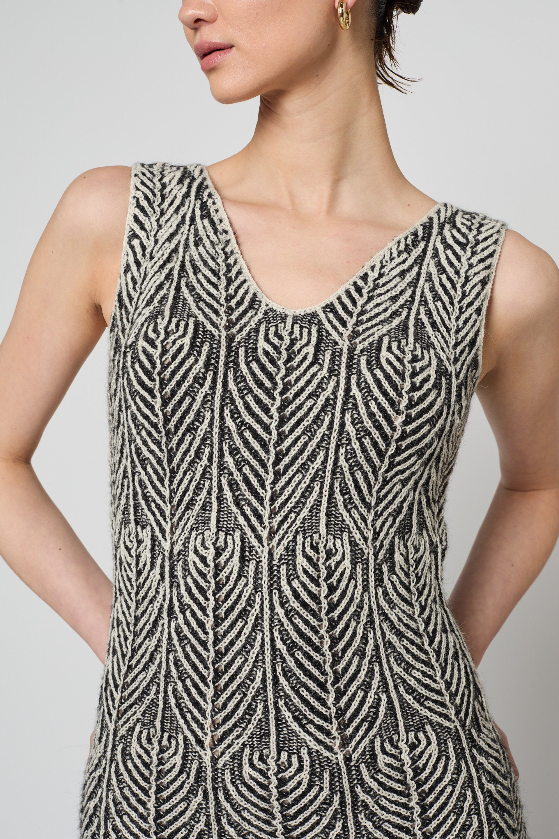 Despina Dress in Black Pearl Stitching