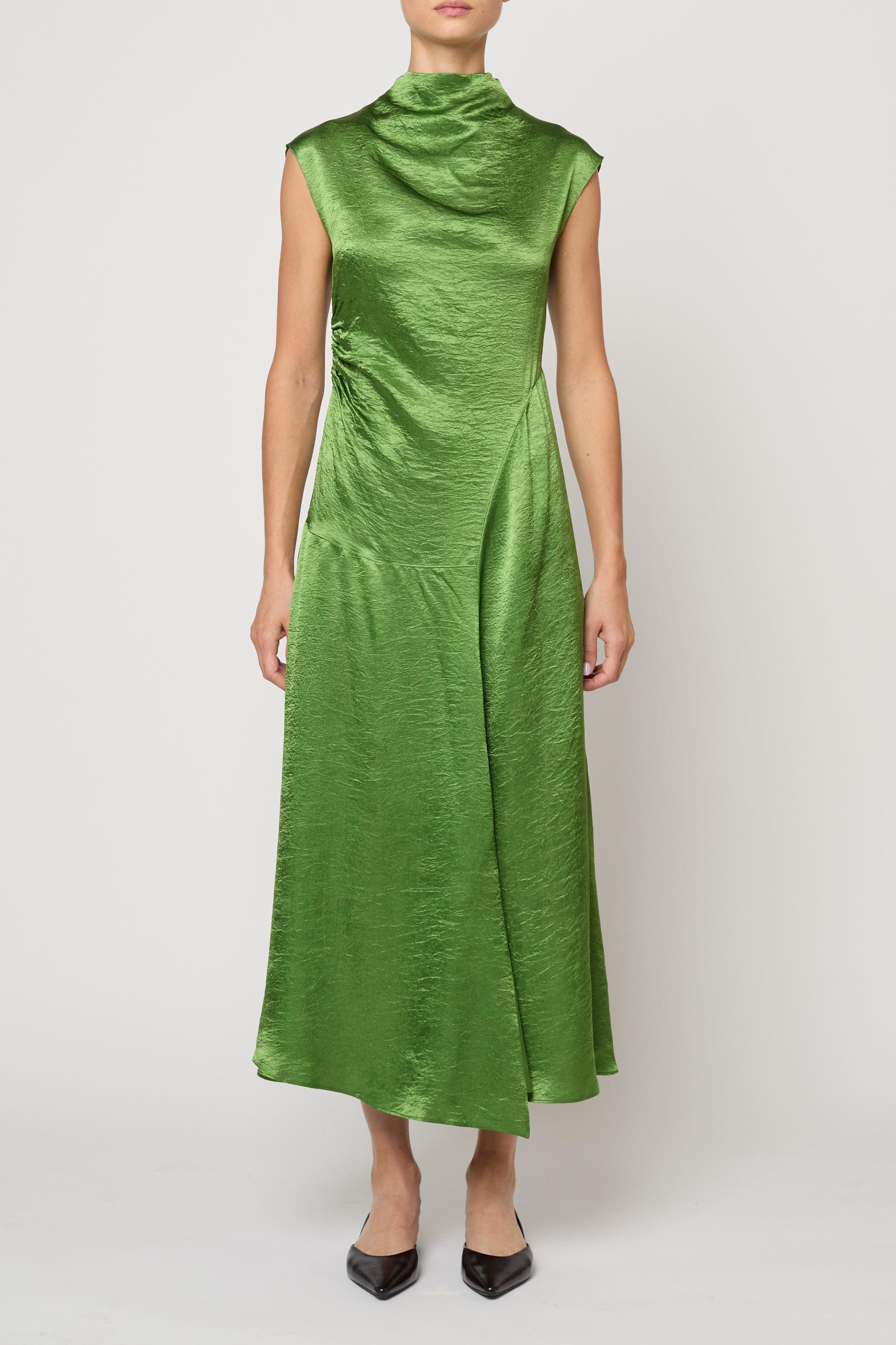 Twisted Dress in Crinkled Satin
