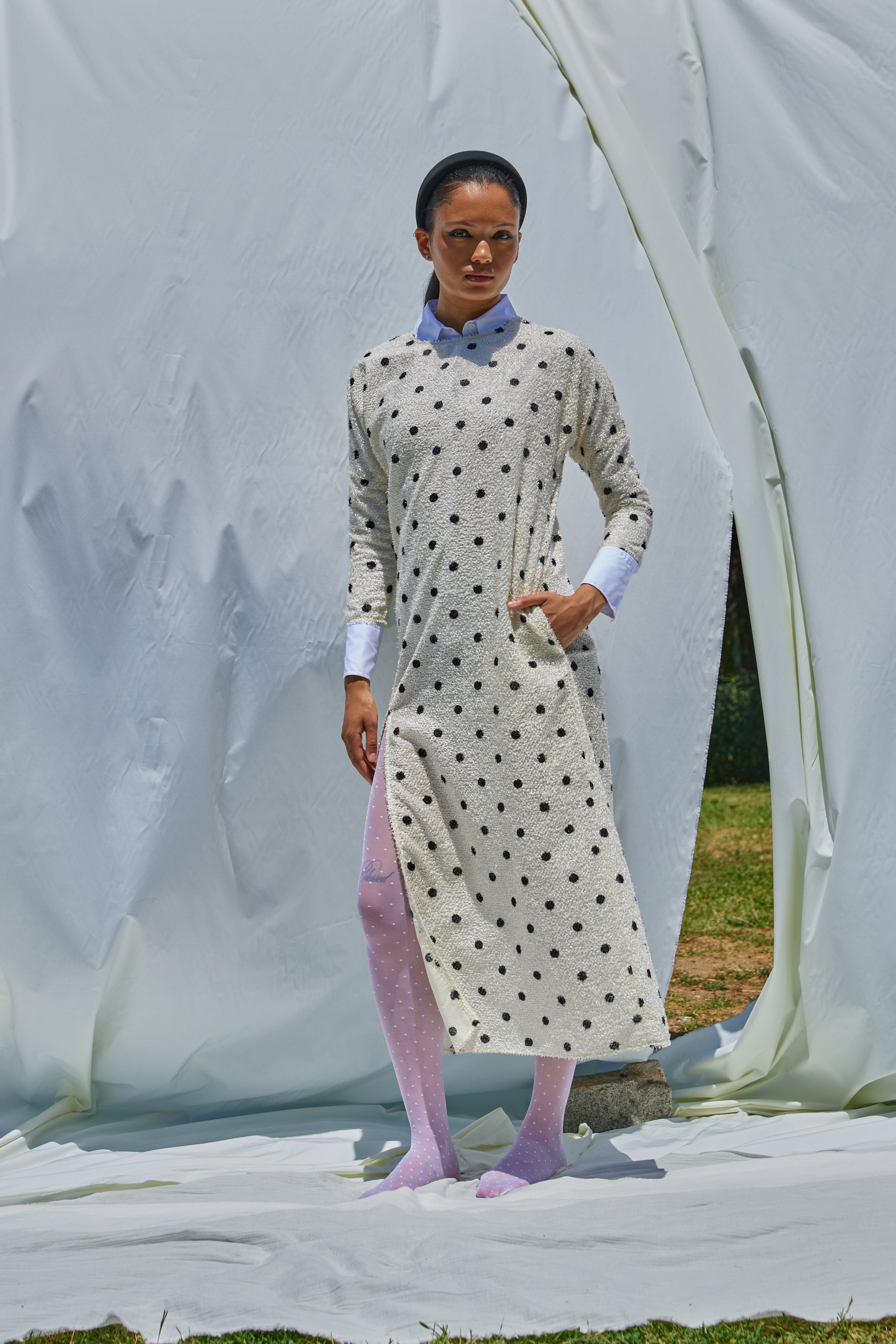 Kara Shirt Dress in Fuzzy Polkadots