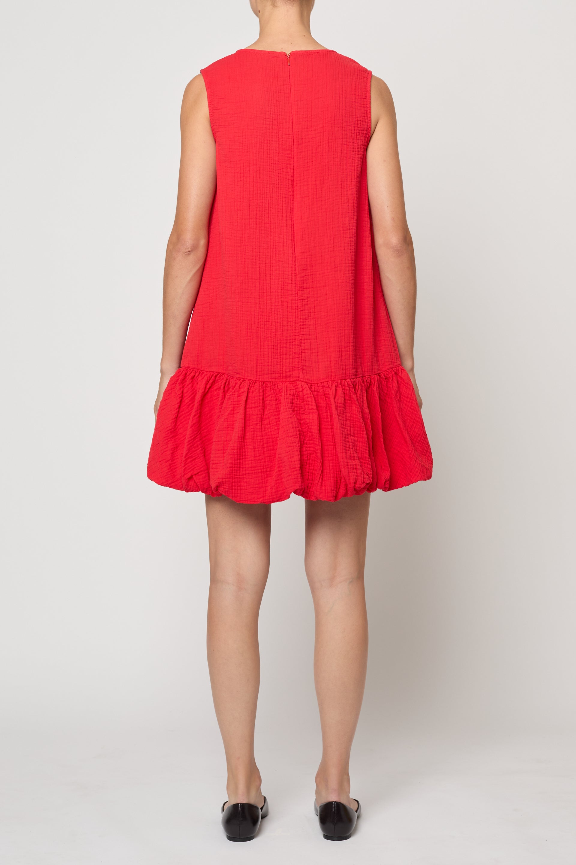 Balloon Mini Dress in Crinkled Cotton Gauze
