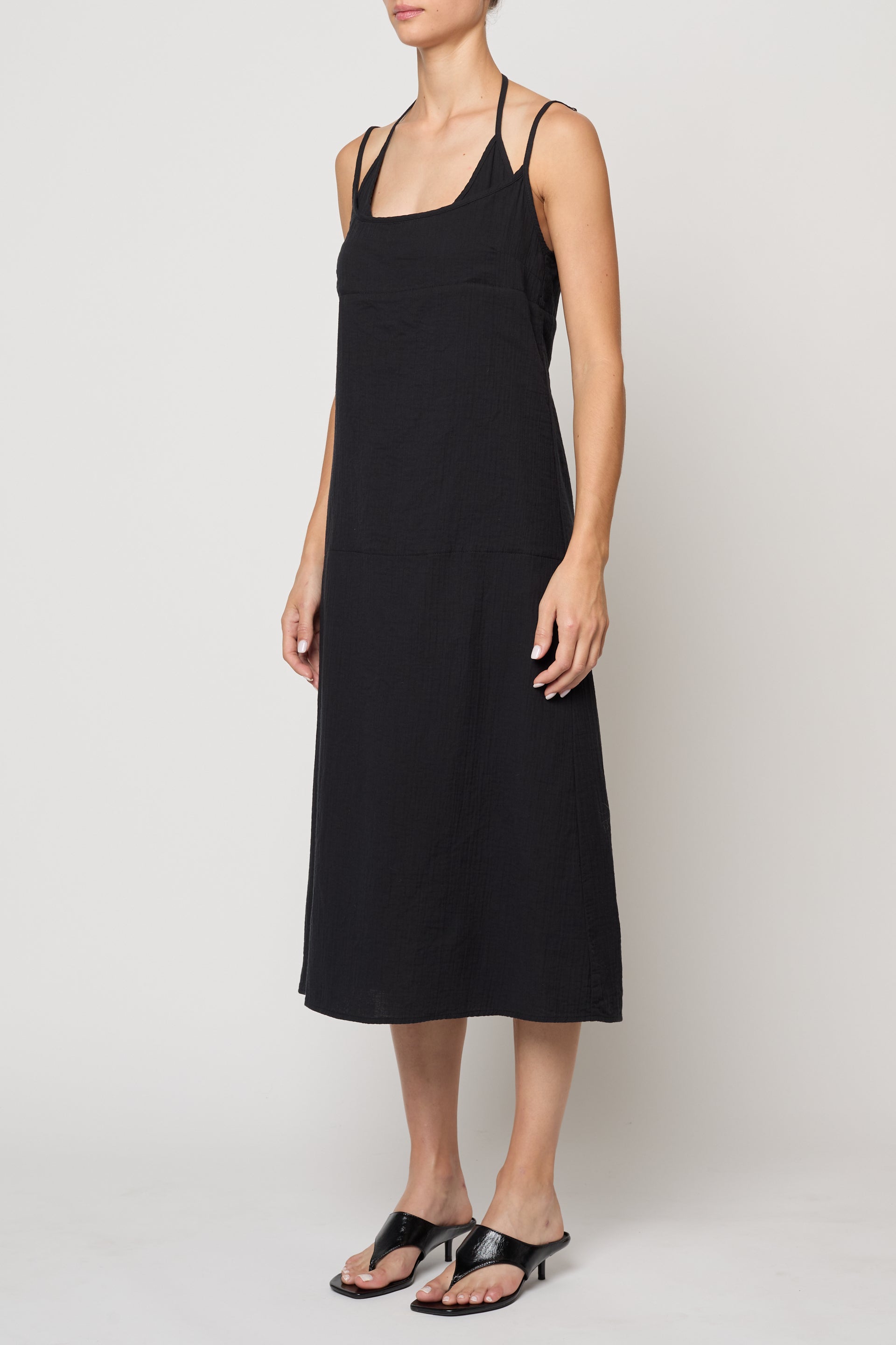 Slip Midi Dress in Crinkled Cotton Gauze