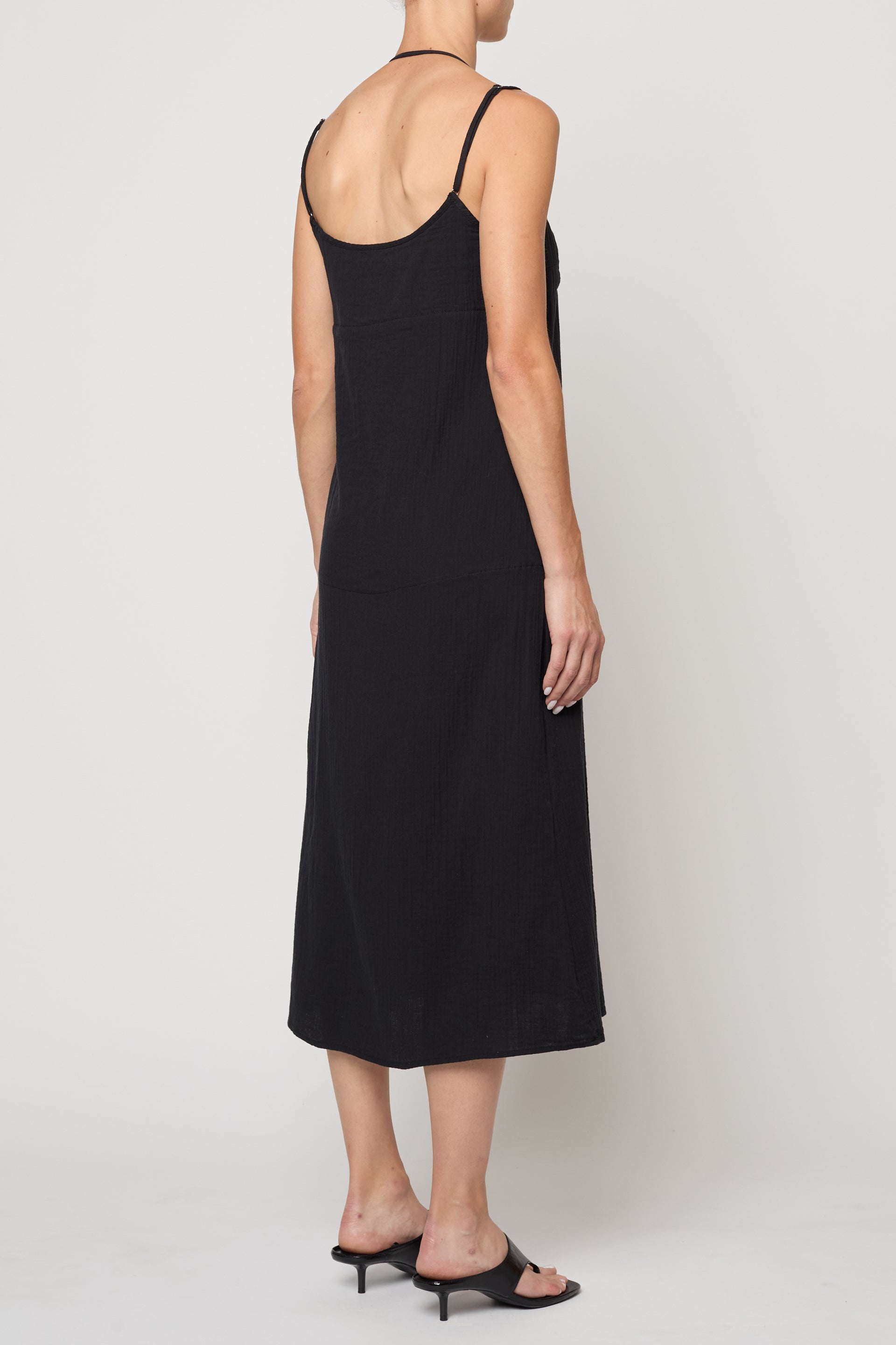 Slip Midi Dress in Crinkled Cotton Gauze