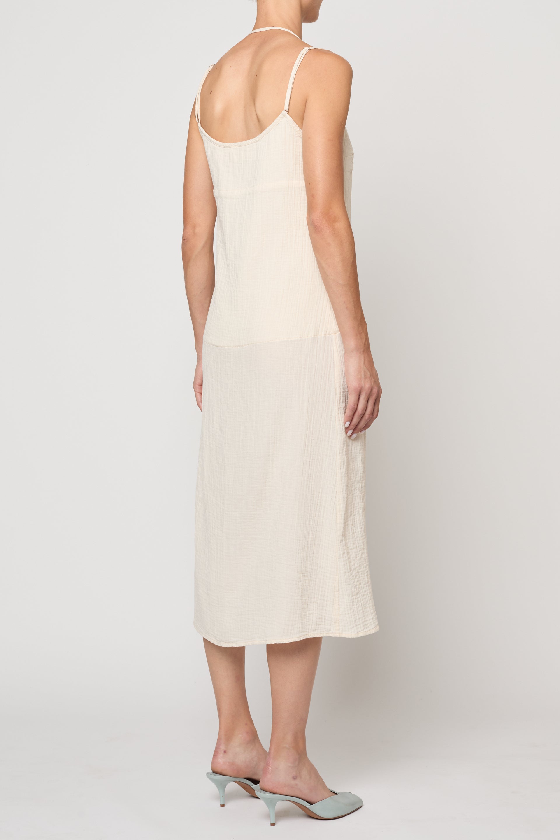 Slip Midi Dress in Crinkled Cotton Gauze
