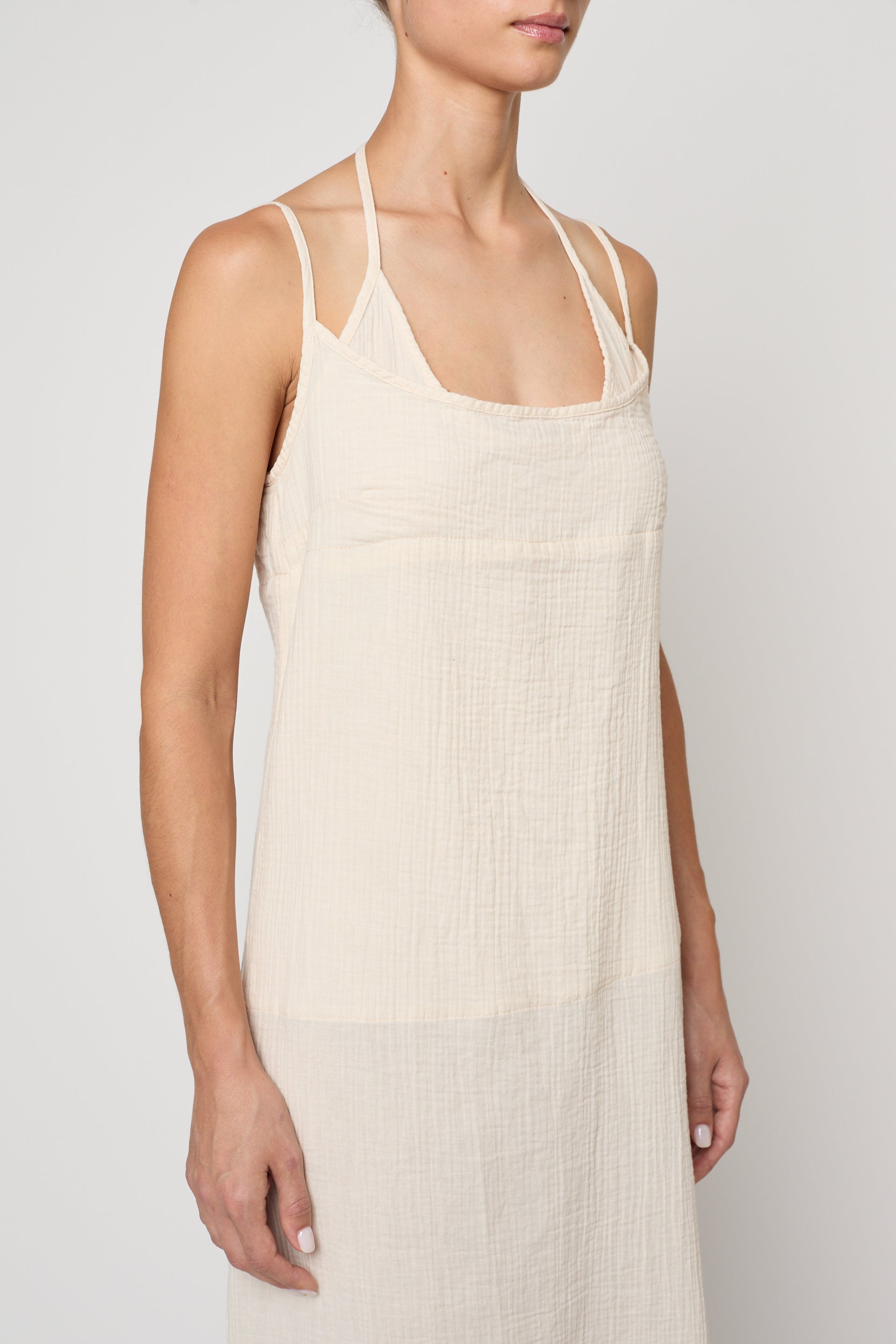 Slip Midi Dress in Crinkled Cotton Gauze