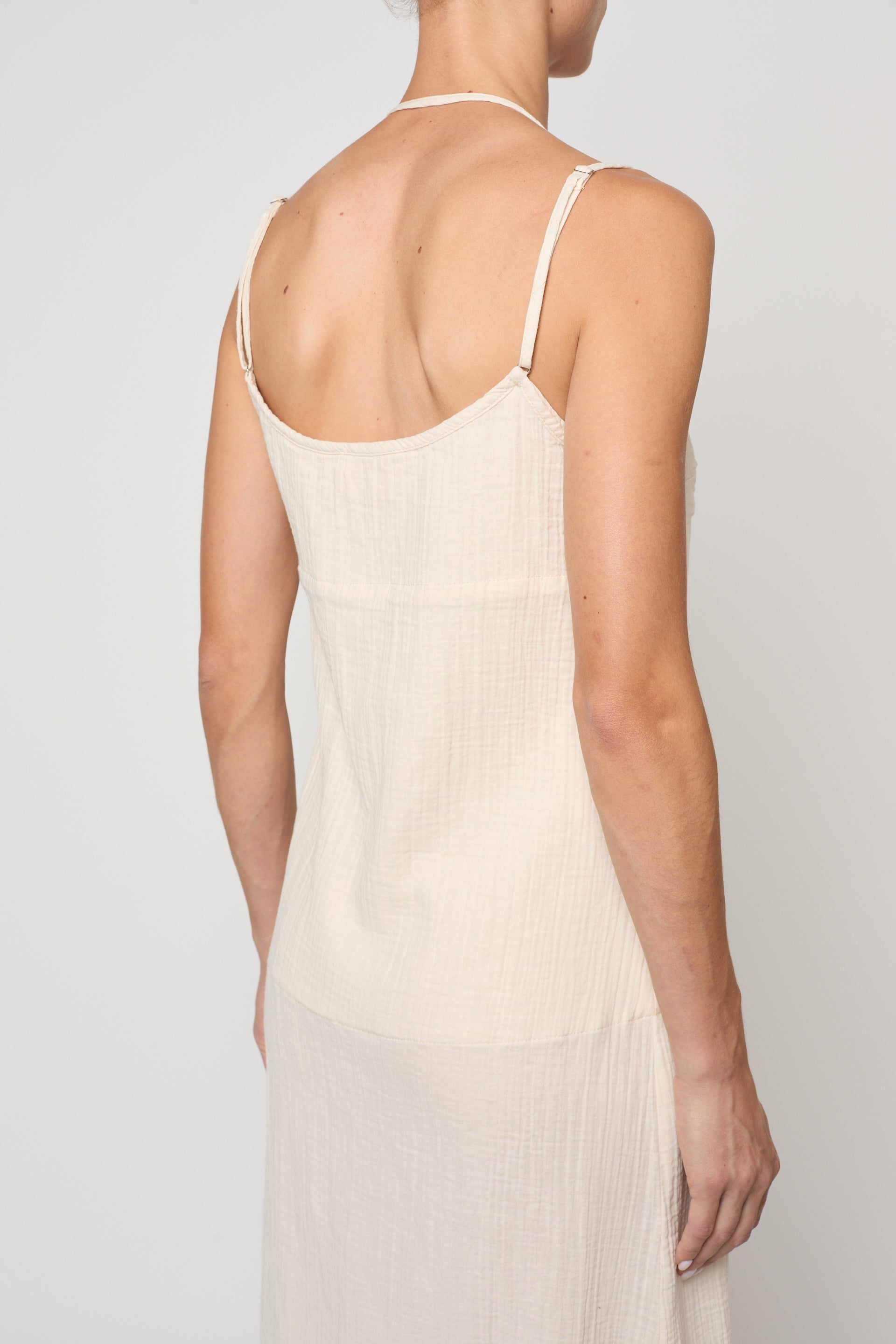 Slip Midi Dress in Crinkled Cotton Gauze