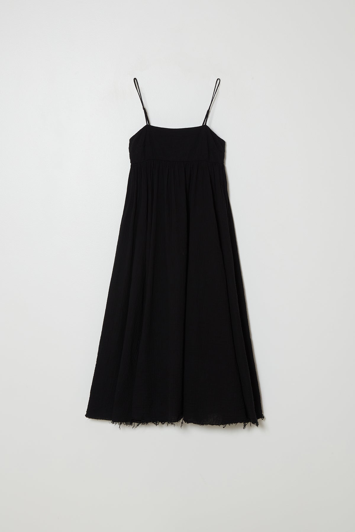 Arquette Dress in Crinkled Cotton Gauze - Black