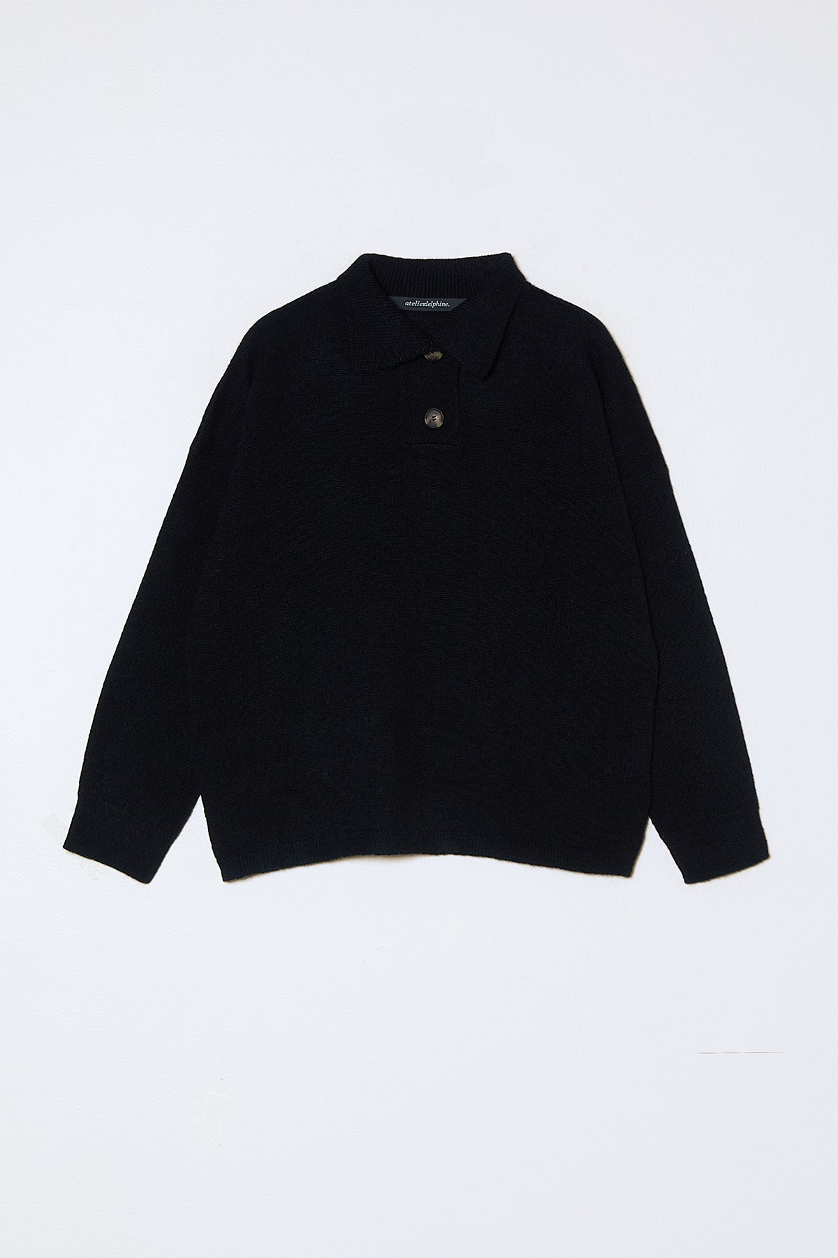 Soft Polo Shirt in High Gauge Alpaca - Black