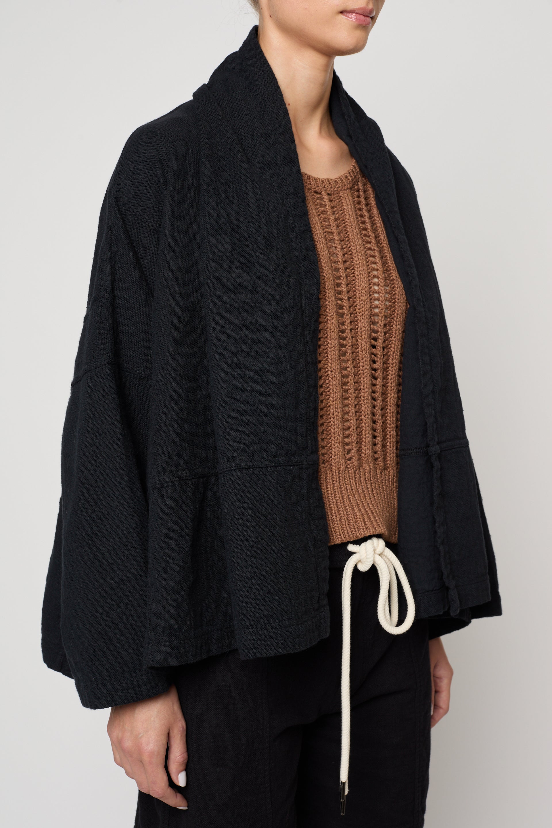 [s’yte]40/2 Cotton Jersey Kimono Layered Women's Kimono Jacket in Organic Cotton Gauze