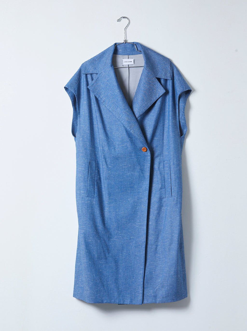 Sleeveless Linen Cocoon Coat