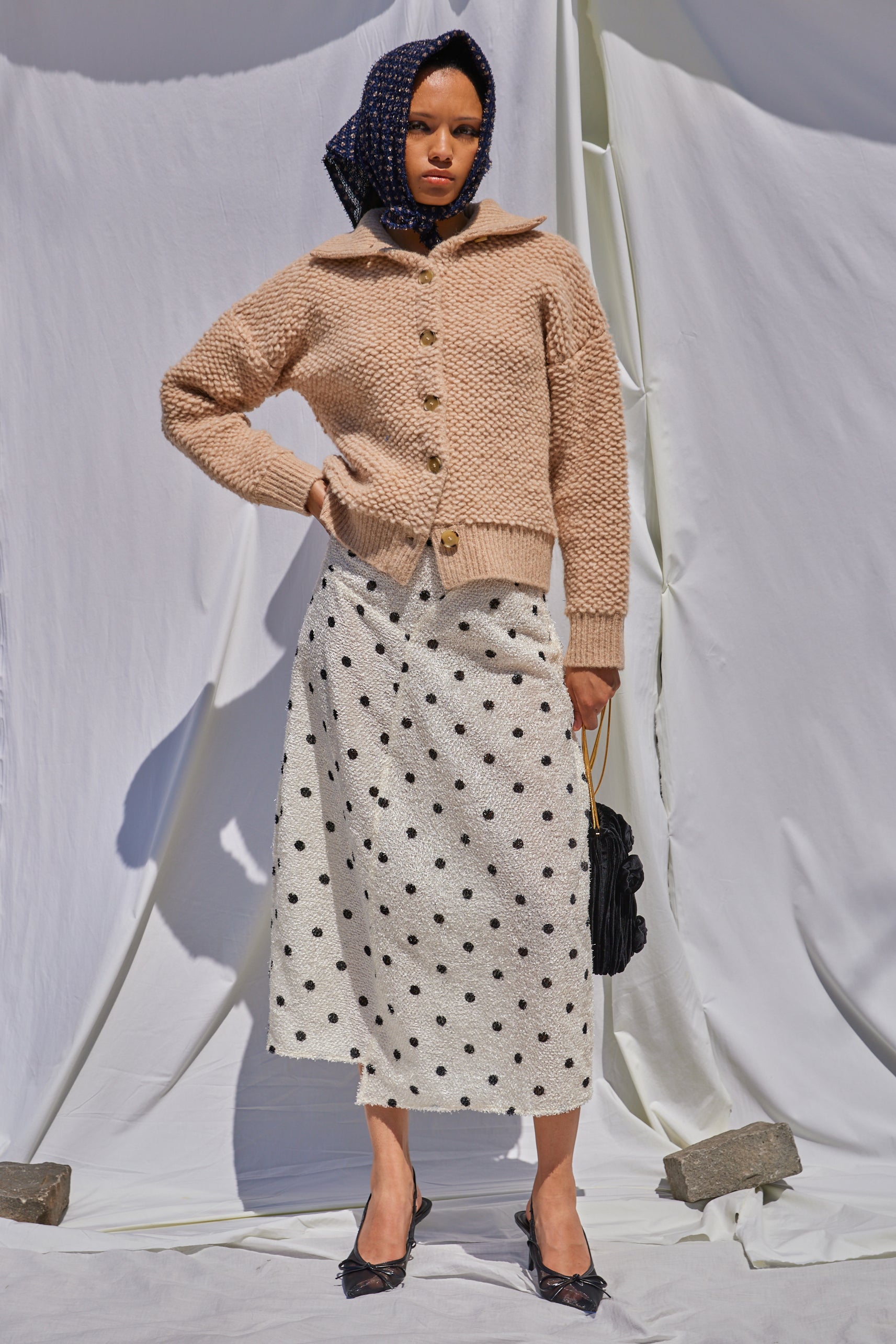 Mila Skirt in Sheer Fuzzy Polkadots