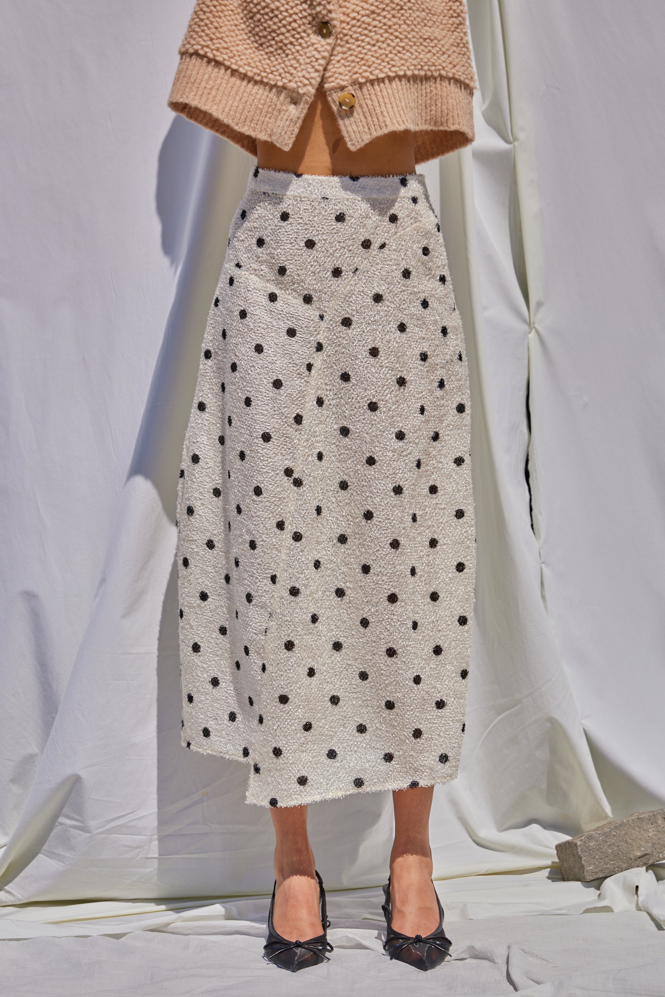 Mila Skirt in Sheer Fuzzy Polkadots
