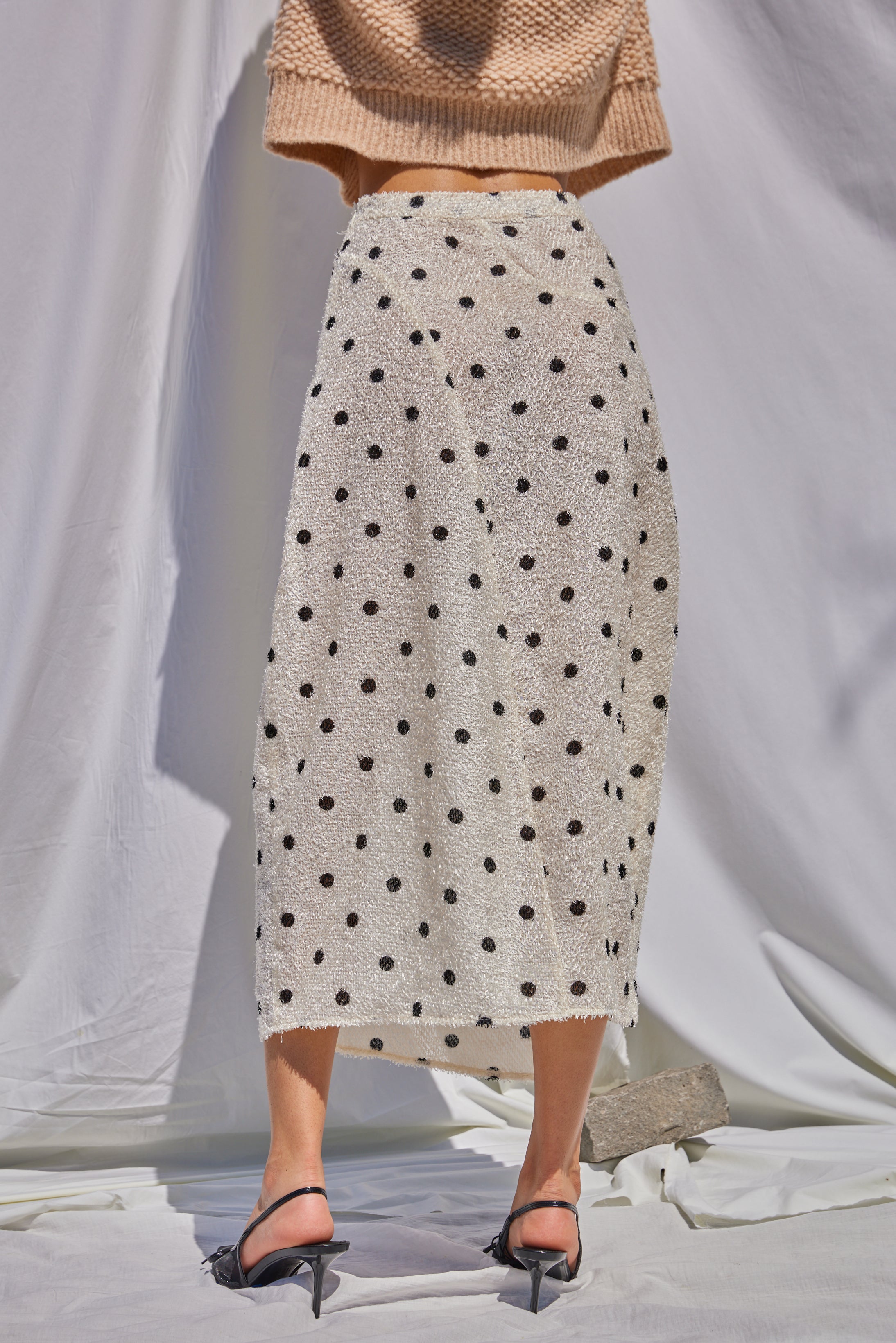 Mila Skirt in Sheer Fuzzy Polkadots