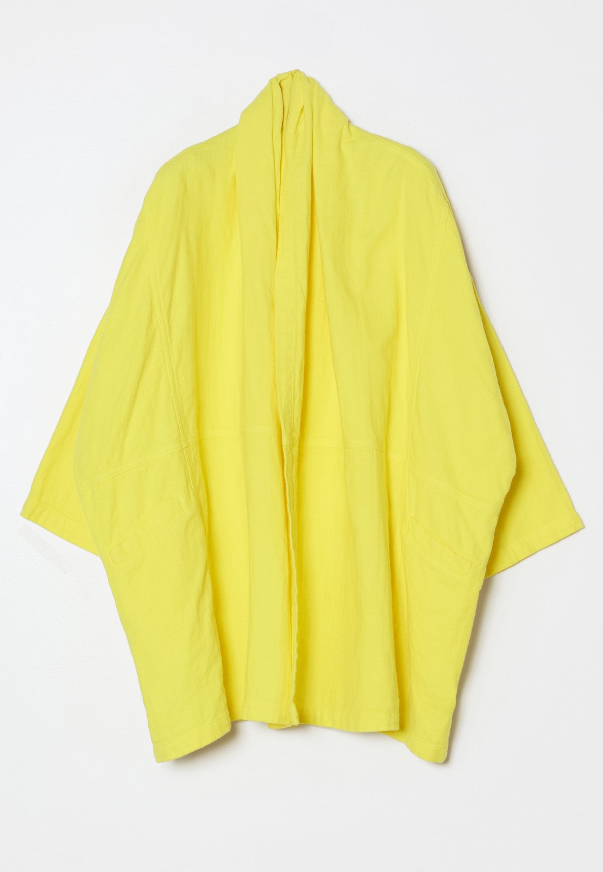 Haori Coat in Double Layer Gauze - Lemon Yellow