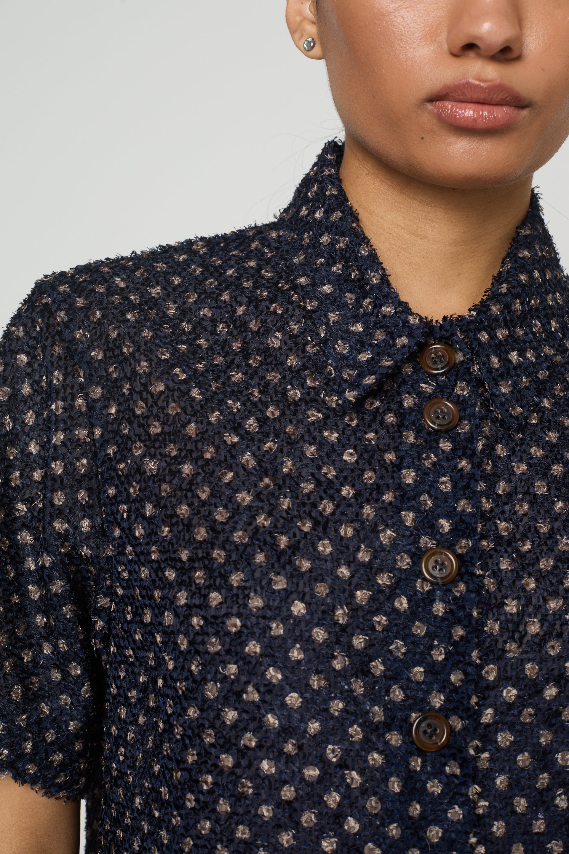 Anouk Blouse in Sheer Fuzzy Polka Dots