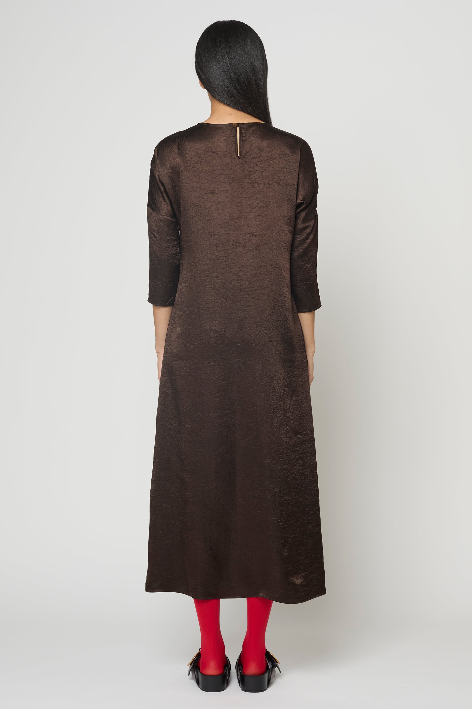 Kara Shirt Dress in Crinkled Satin