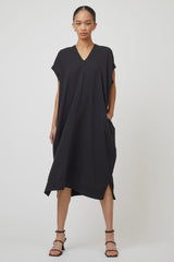 Crescent Dress Long in Crinkled Cotton, Core Colors