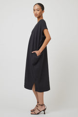 Crescent Dress Long in Crinkled Cotton, Core Colors