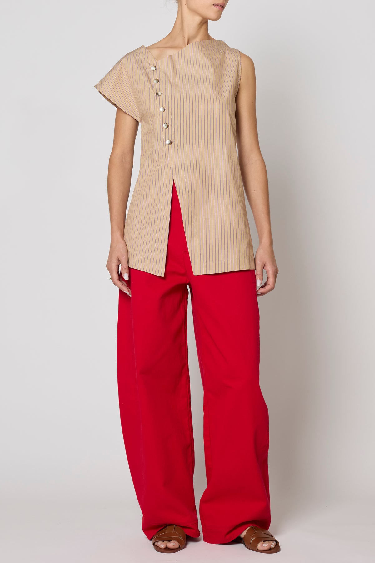 Sienna Asymmetrical Shirt Stripe - Pima Cotton Poplin