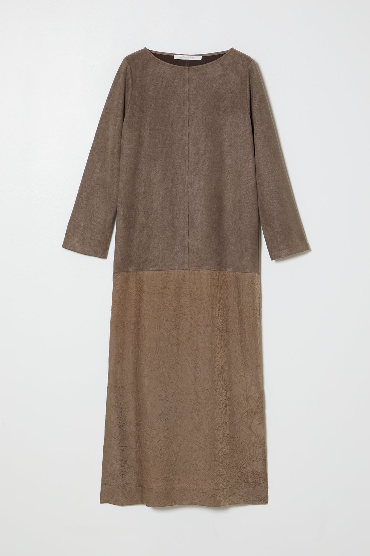 Patricia Dress in Crinkled Cupro and Matte Velvet