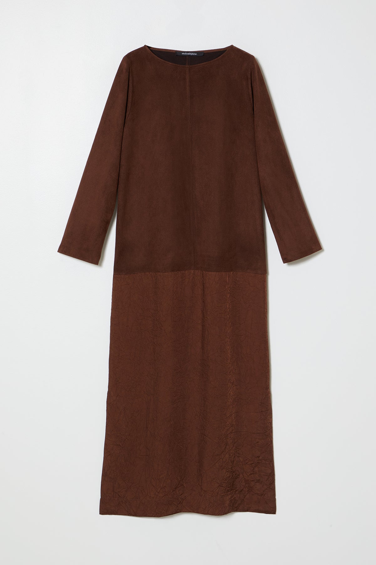 Patricia Dress in Crinkled Cupro and Matte Velvet