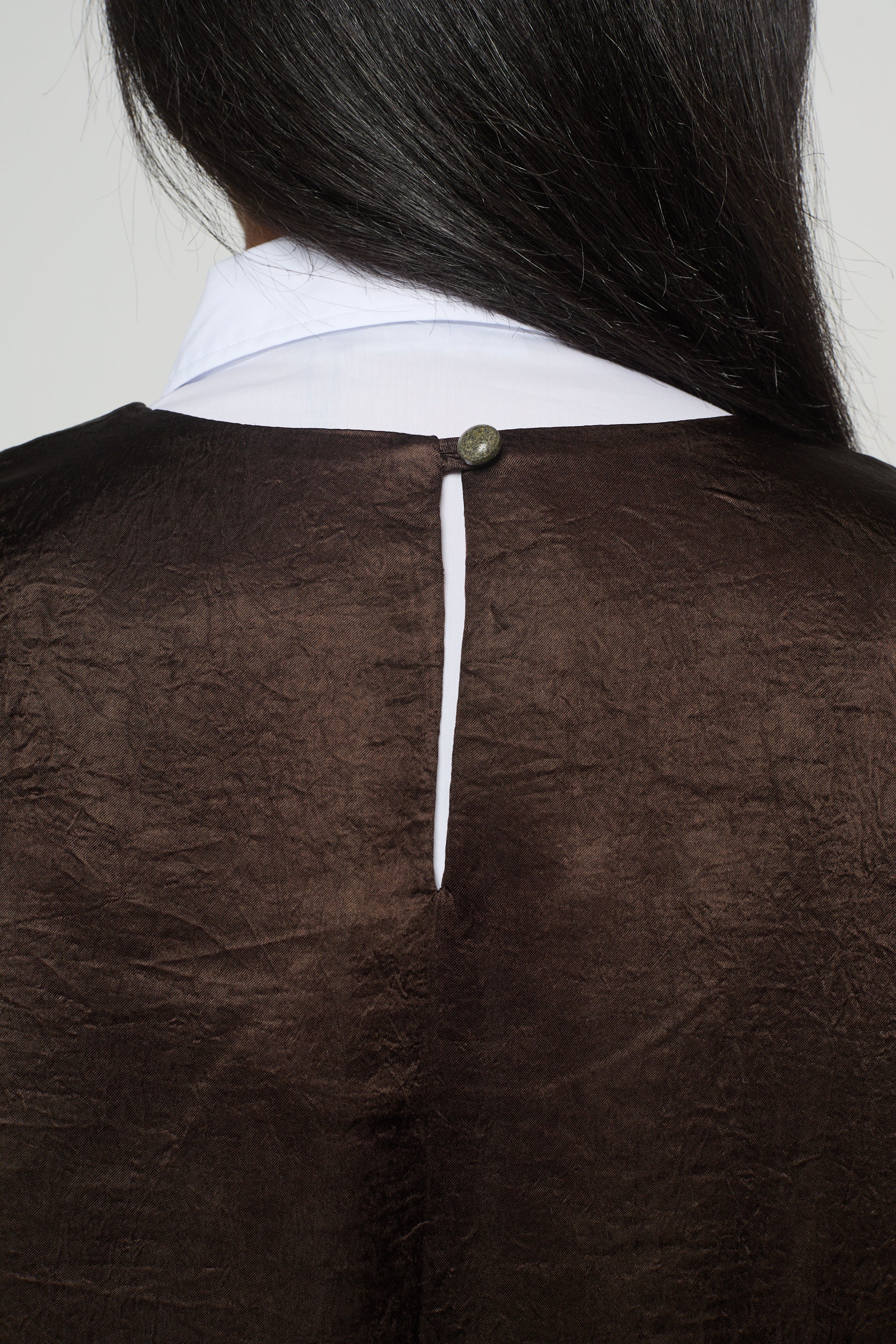 Long Sleeve Top in Crinkled Satin