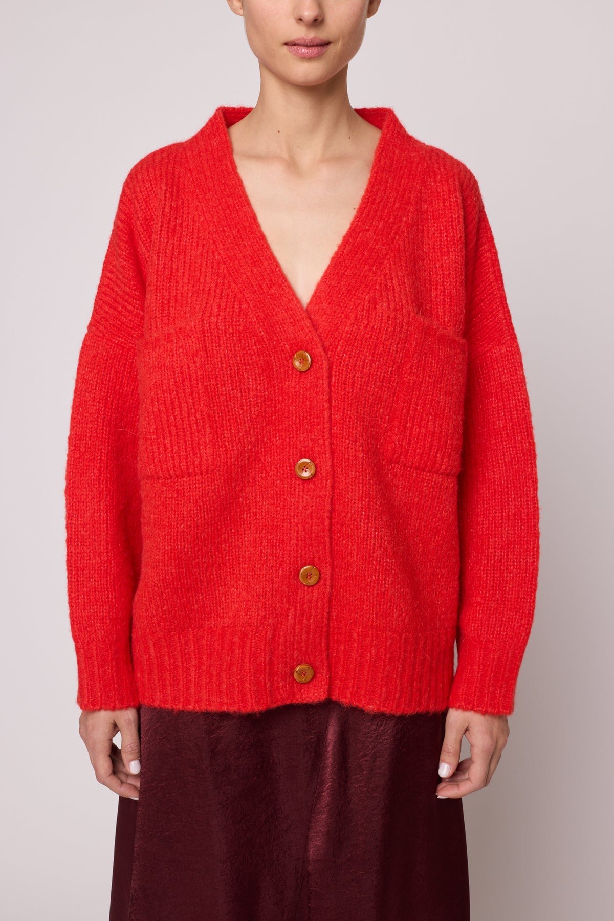 Amelia Cardigan in Supreme Alpaca - Coral